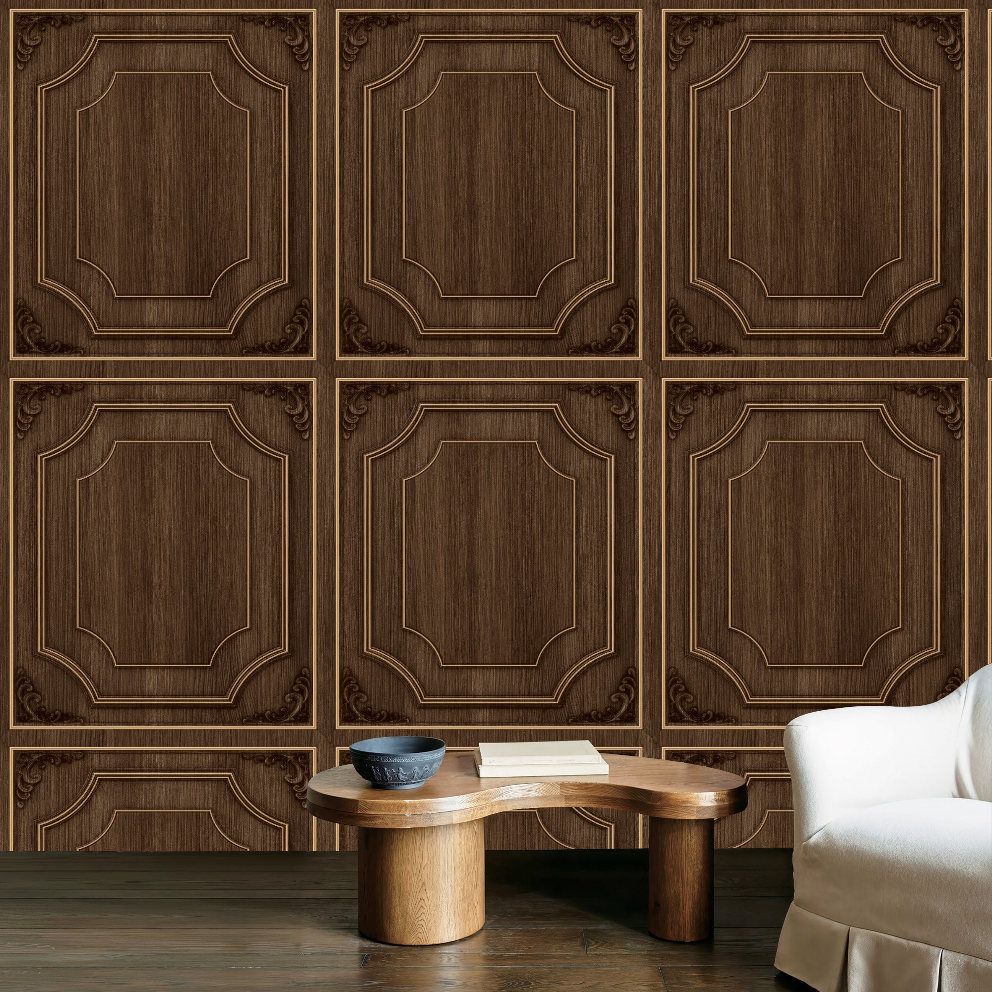 Textured Wallpaper Victorian|Traditional in Brown