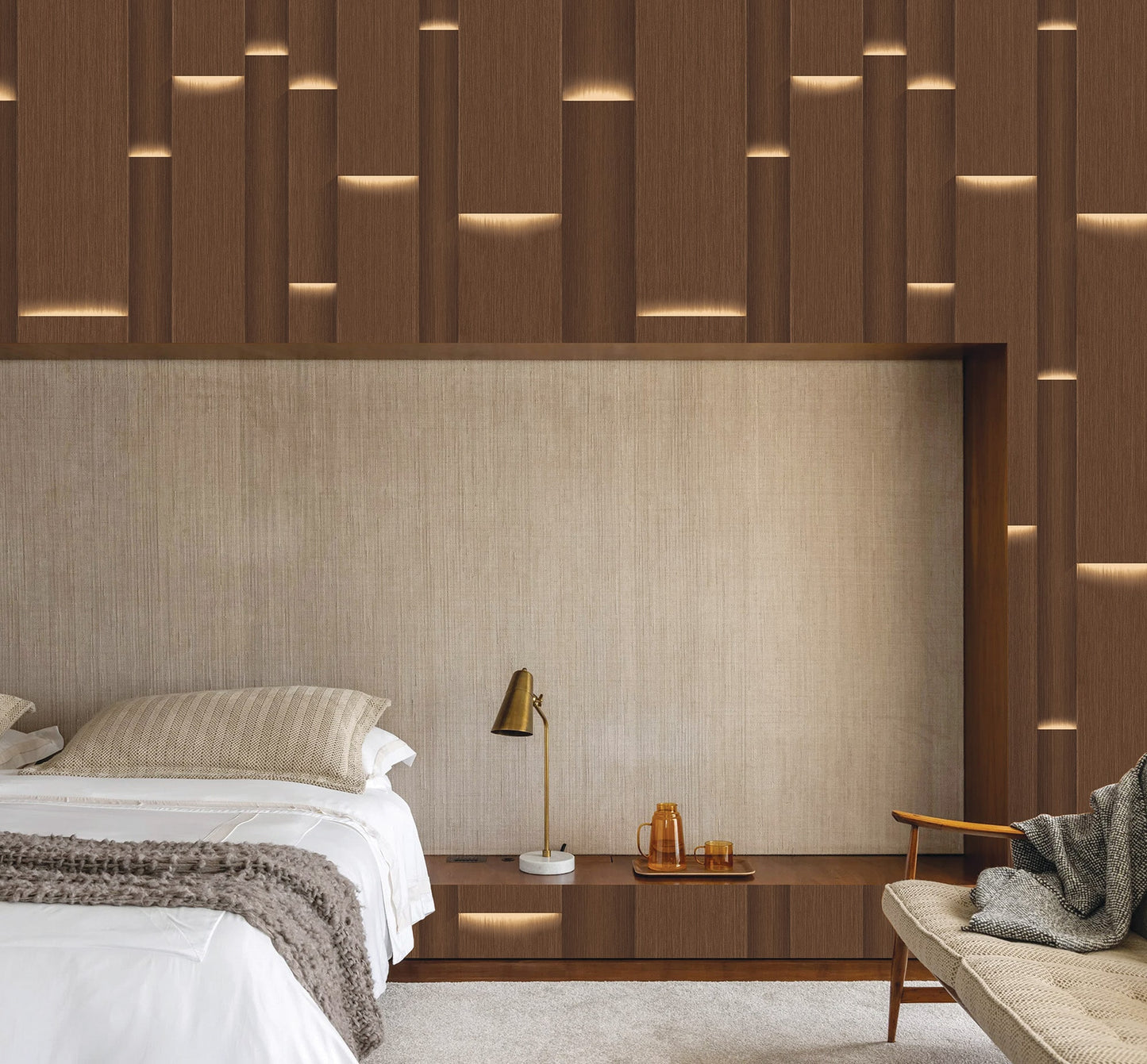 Textured Wallpaper Wood|Rustic in Dark Brown