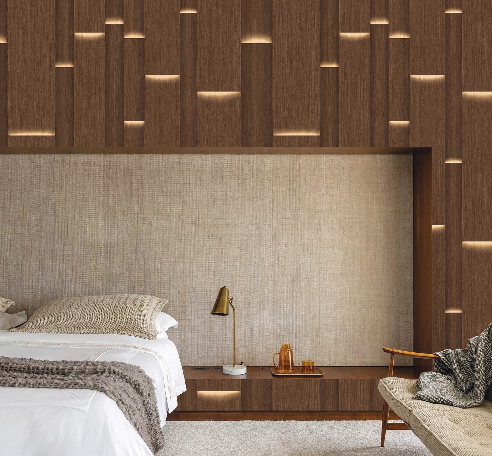 Textured Wallpaper Wood|Rustic in Dark Brown