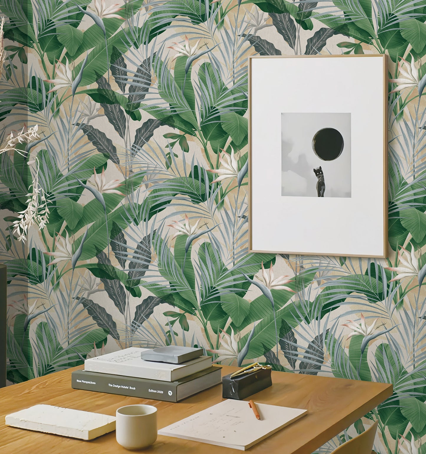 Textured Wallpaper Floral in Green