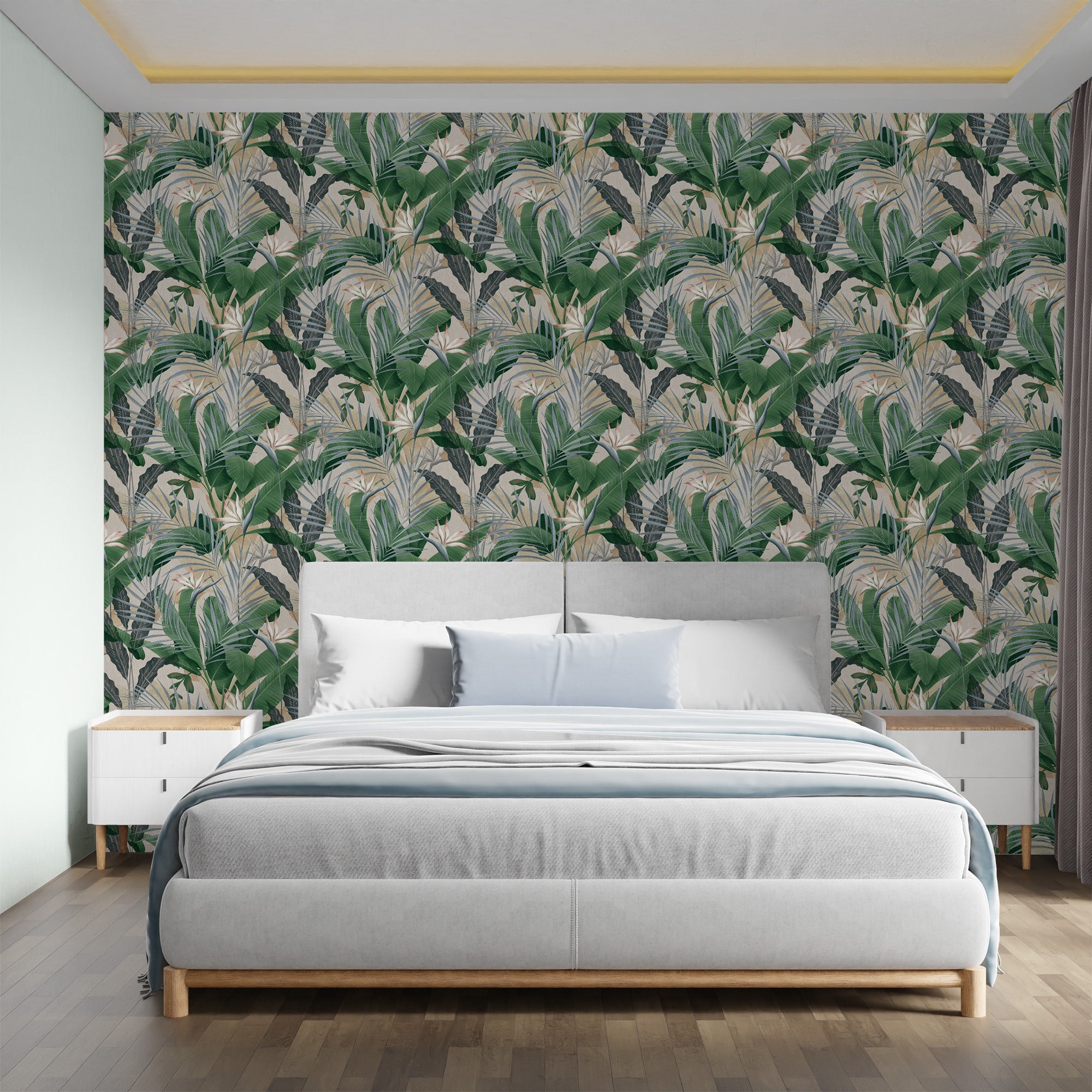 Textured Wallpaper Floral in Green