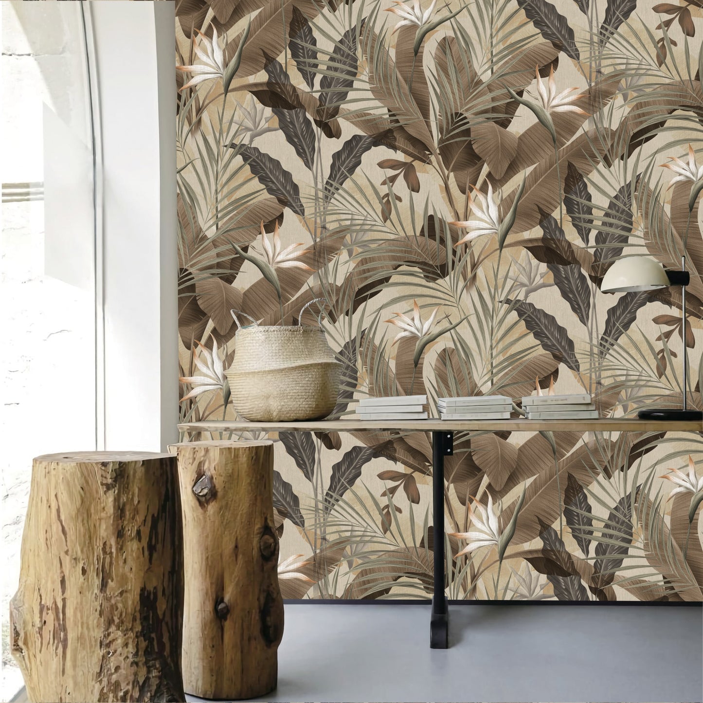 Textured Wallpaper Floral in Brown