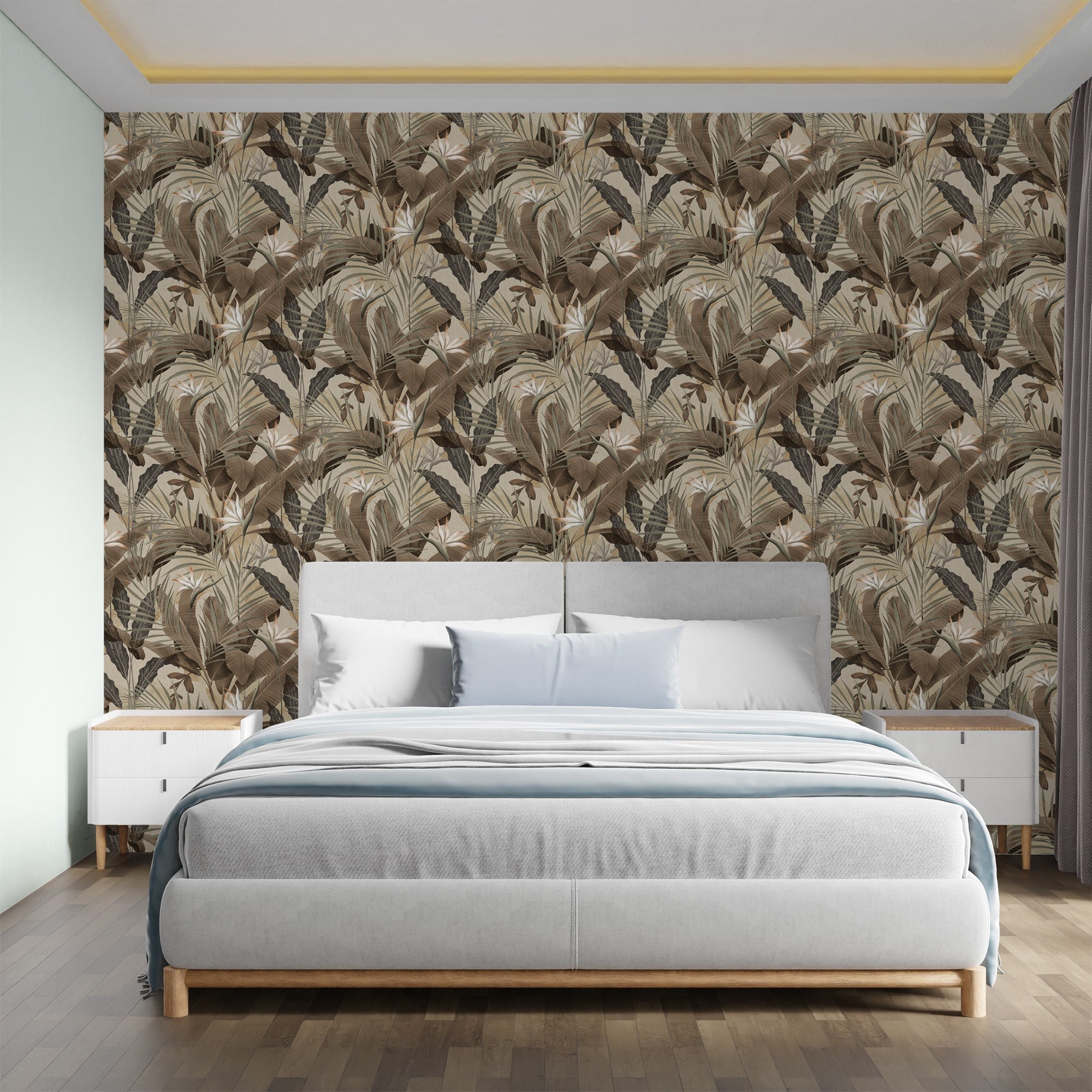 Textured Wallpaper Floral in Brown