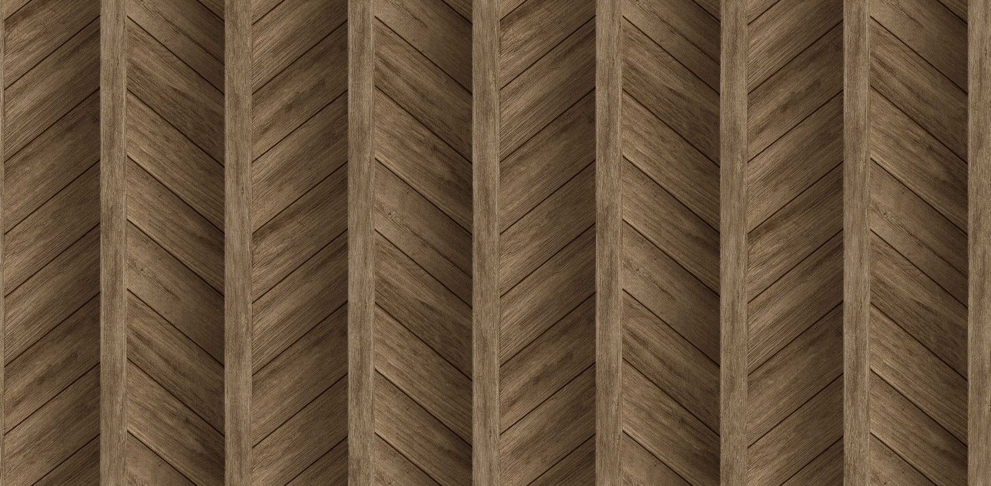 Textured Wallpaper Chevron|Wood|Rustic in Dark Brown
