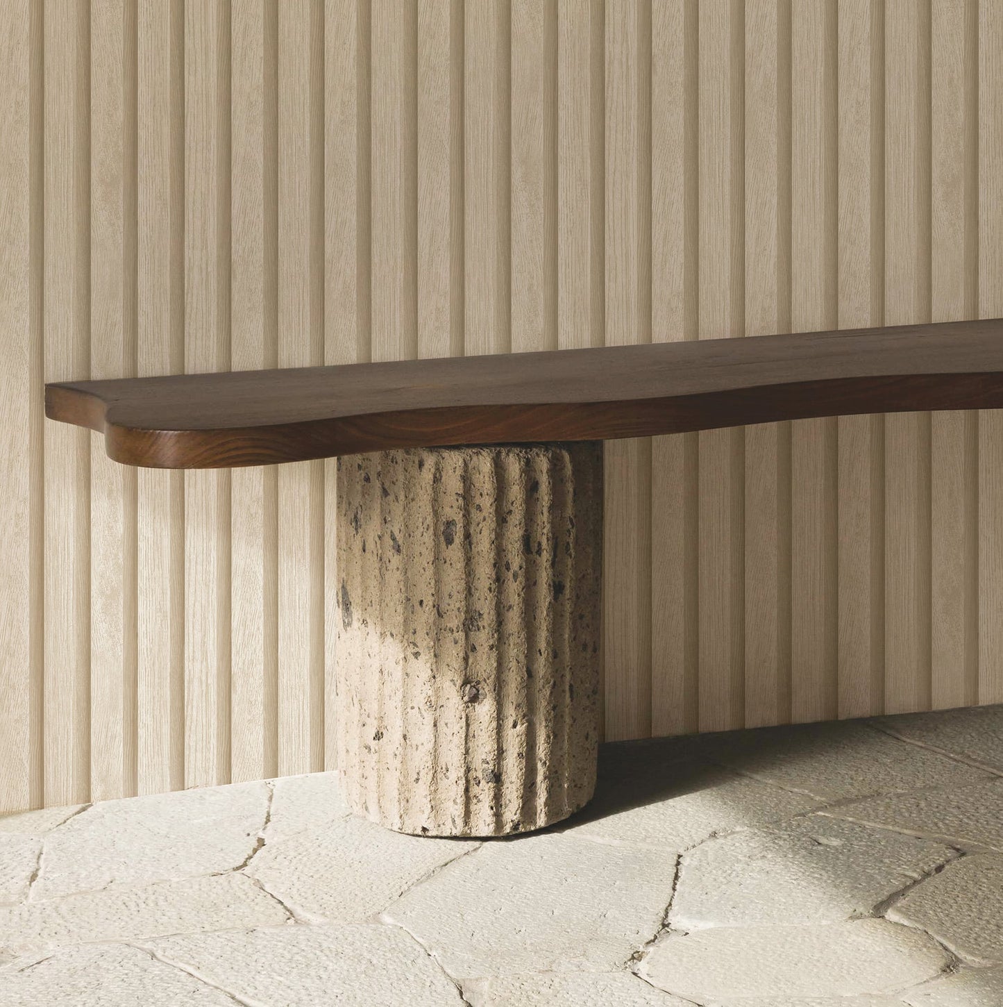 Textured Wallpaper Stripes|Wood|Rustic in Beige