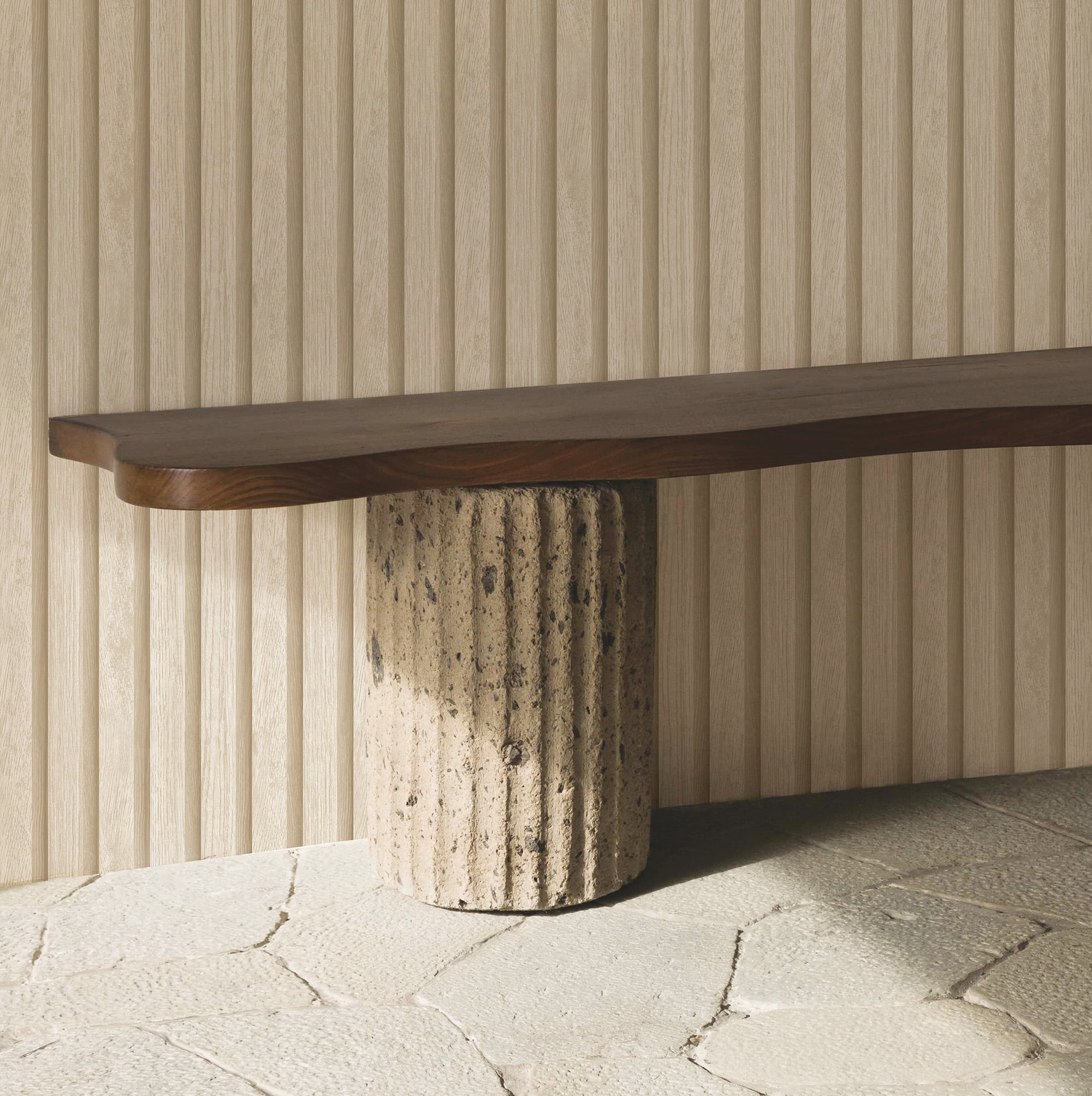 Textured Wallpaper Stripes|Wood|Rustic in Beige