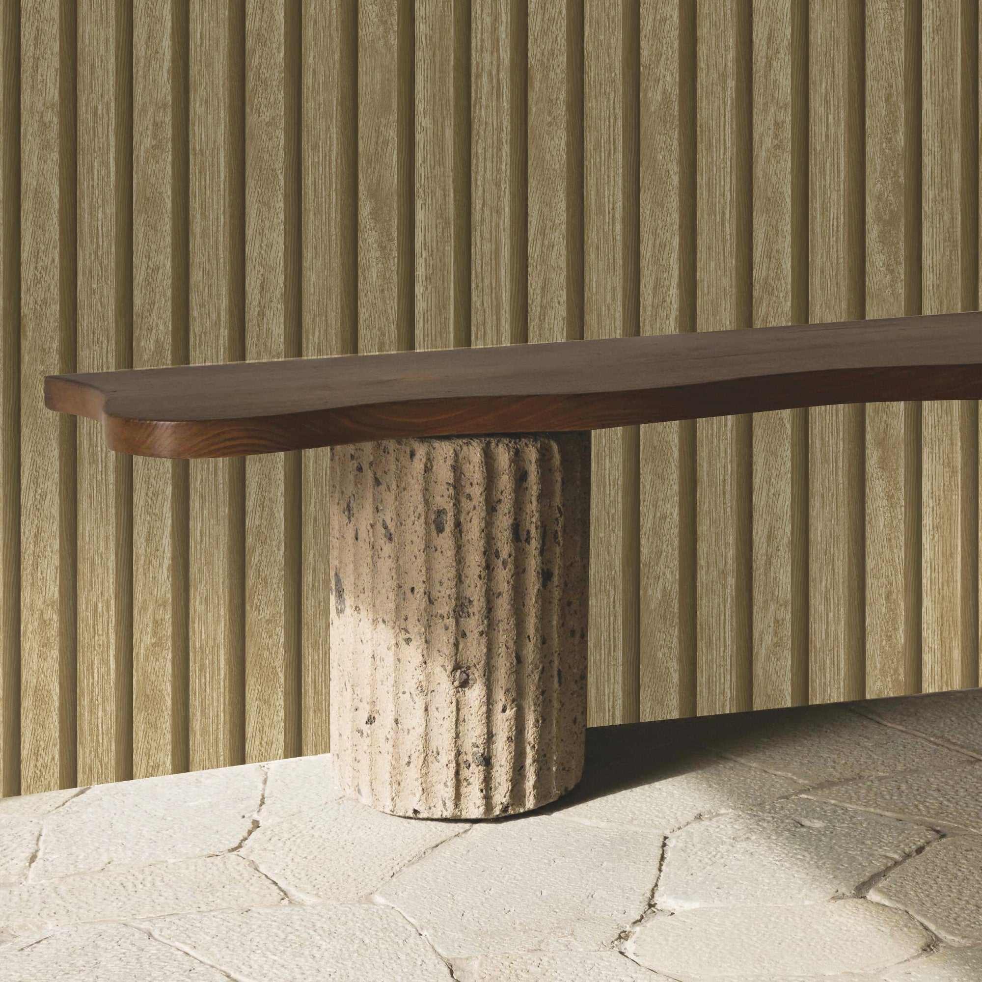 Textured Wallpaper Stripes|Wood|Rustic in Yellow