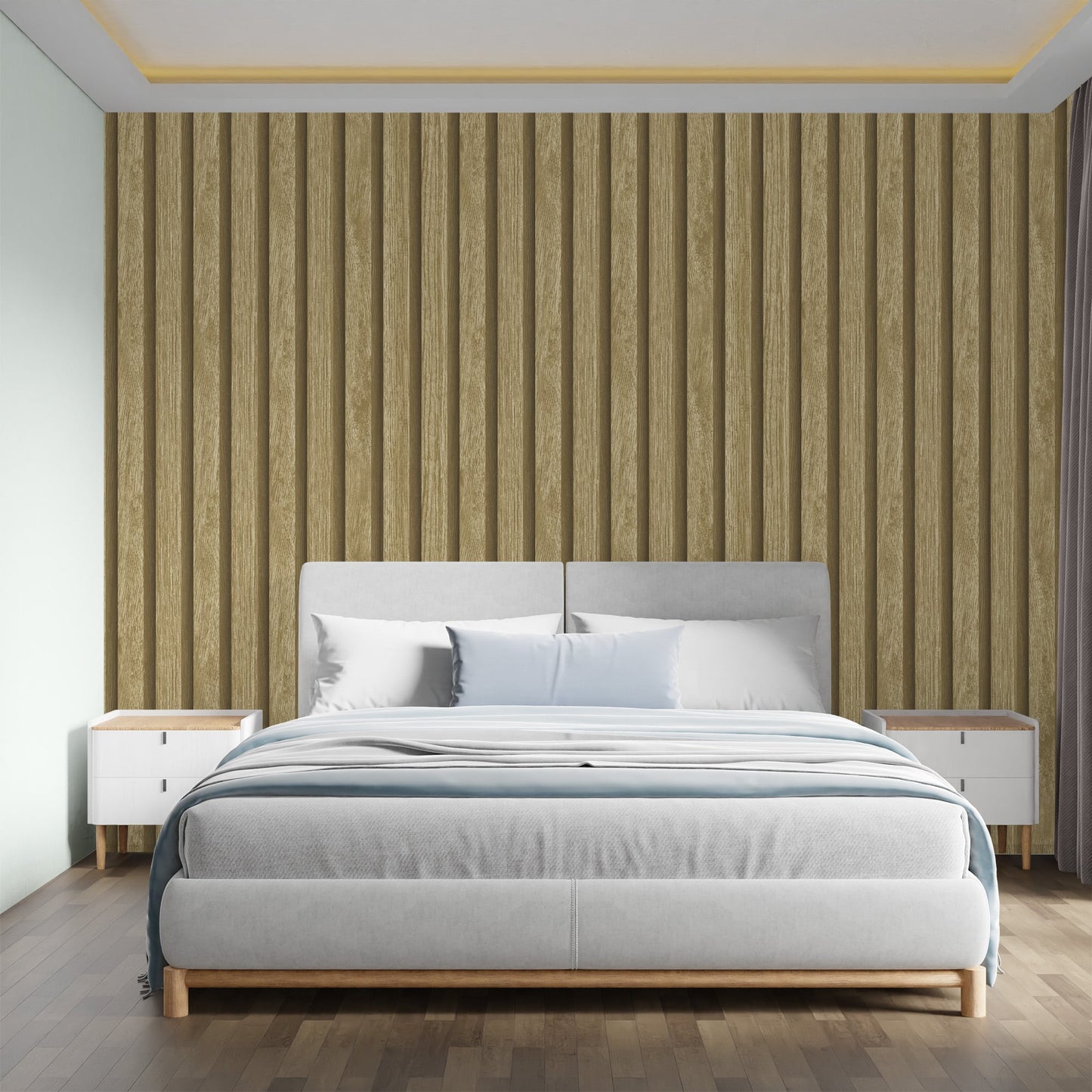 Textured Wallpaper Stripes|Wood|Rustic in Yellow