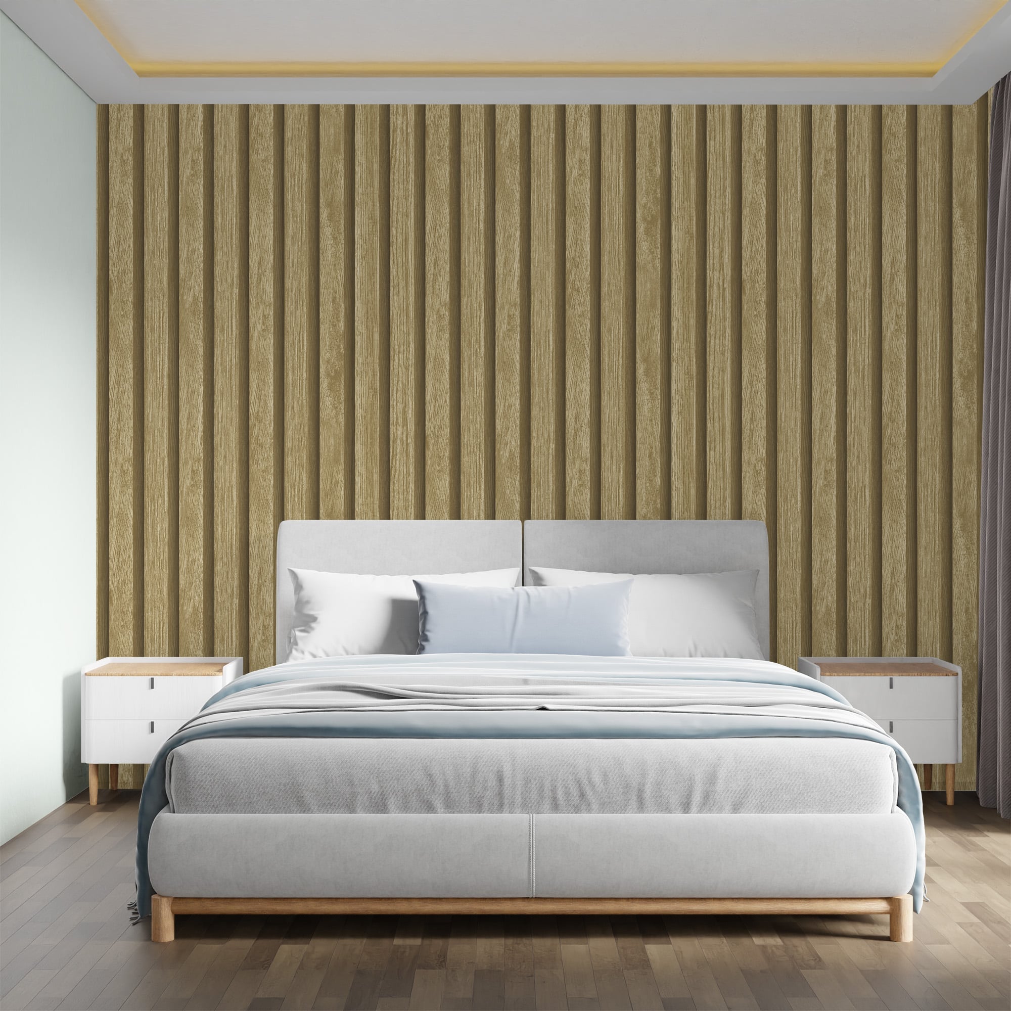 Textured Wallpaper Stripes|Wood|Rustic in Yellow