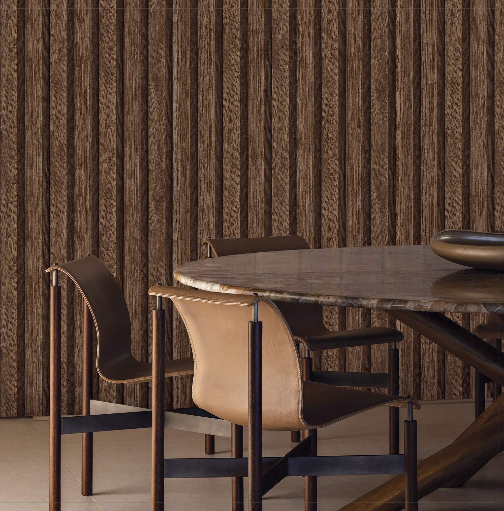 Textured Wallpaper Stripes|Wood|Rustic in Brown
