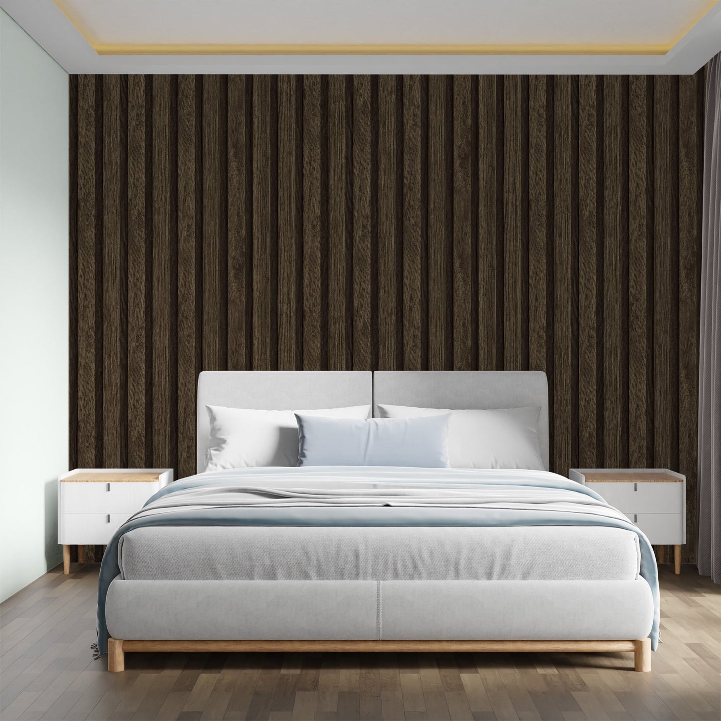 Textured Wallpaper Stripes|Wood|Rustic in Brown