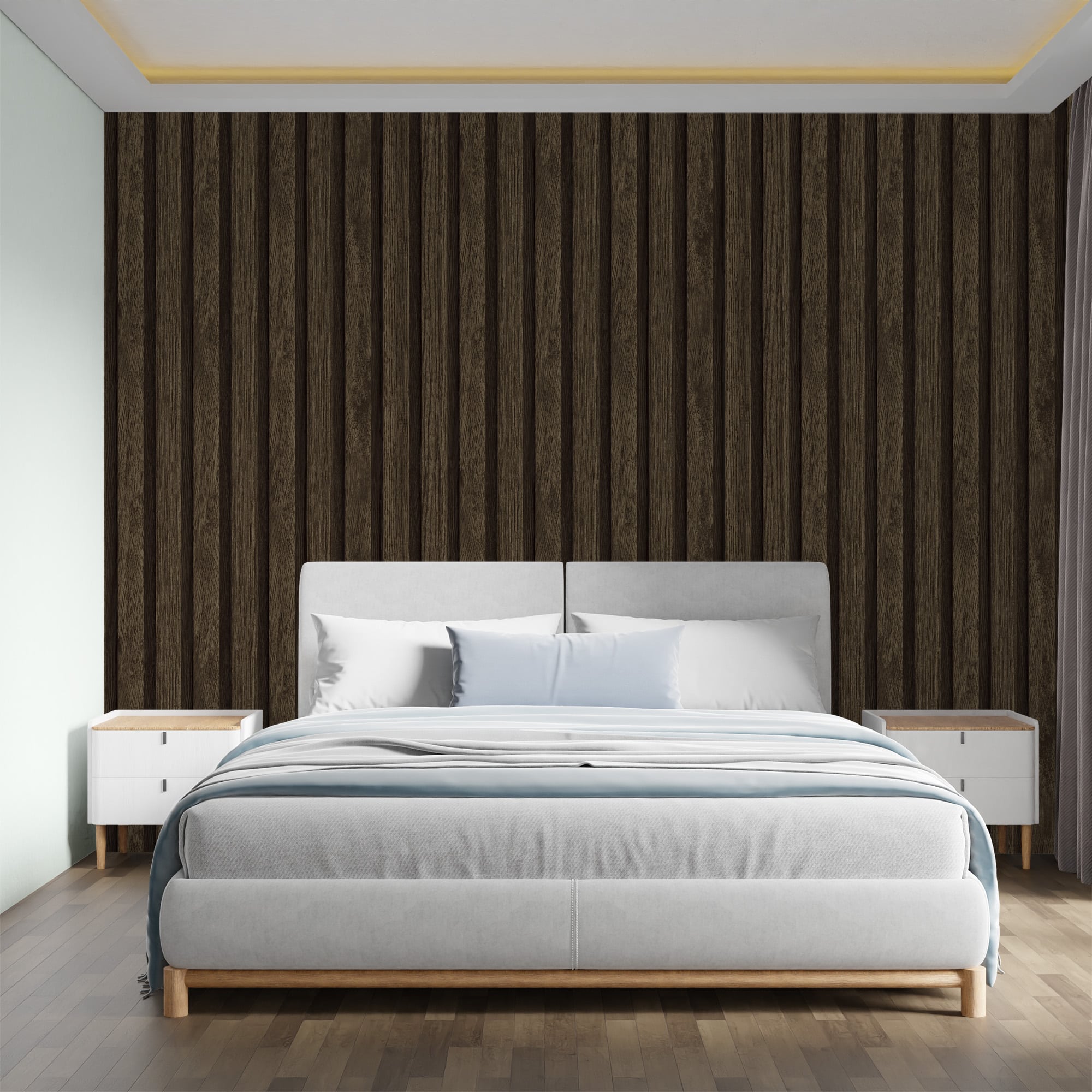 Textured Wallpaper Stripes|Wood|Rustic in Brown