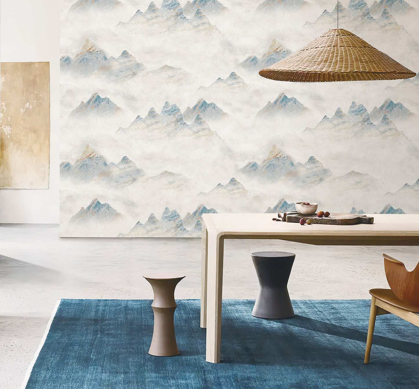 Textured Wallpaper Rustic|Distressed|Grunge in Blue