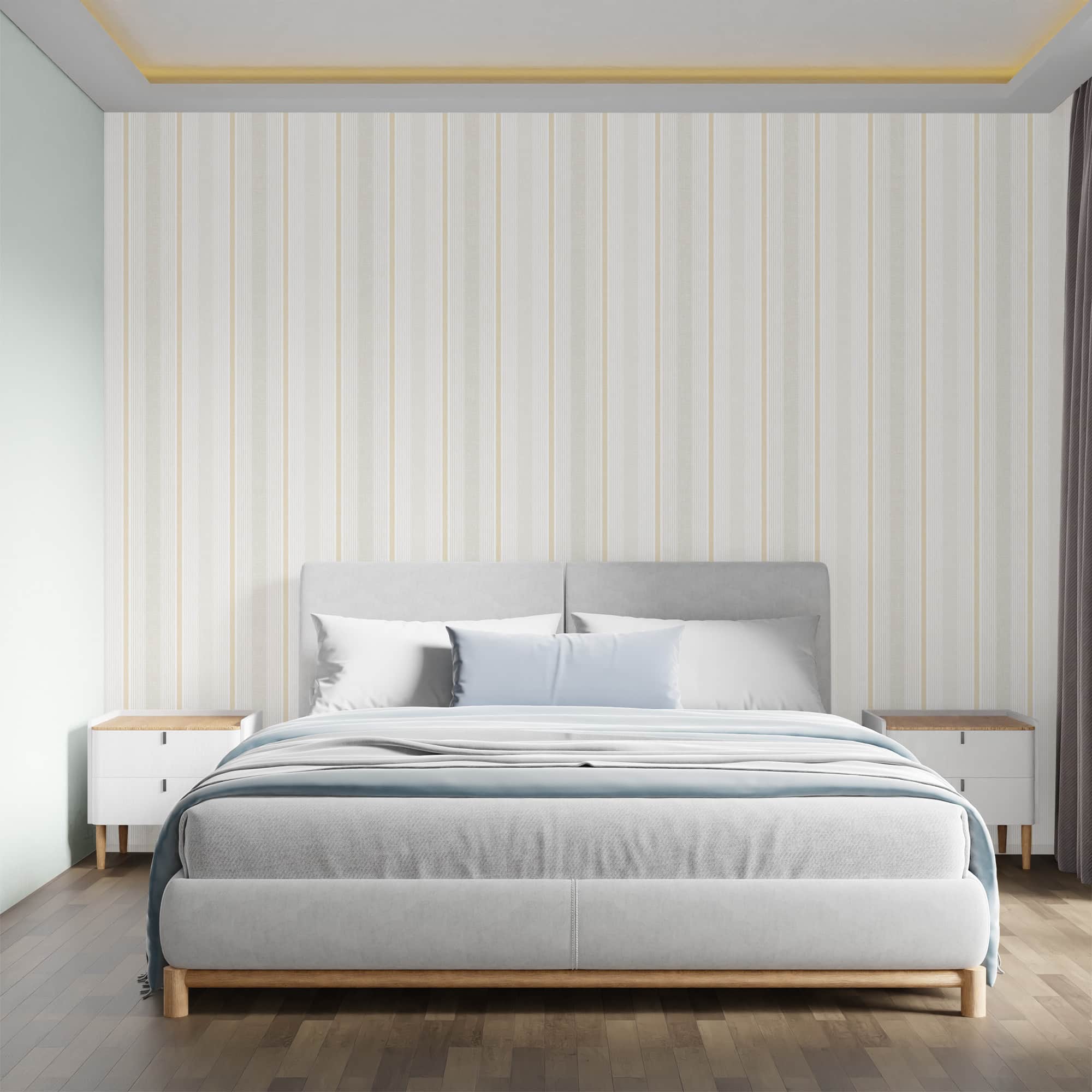 Textured Wallpaper Stripes|Traditional in Beige|Gold