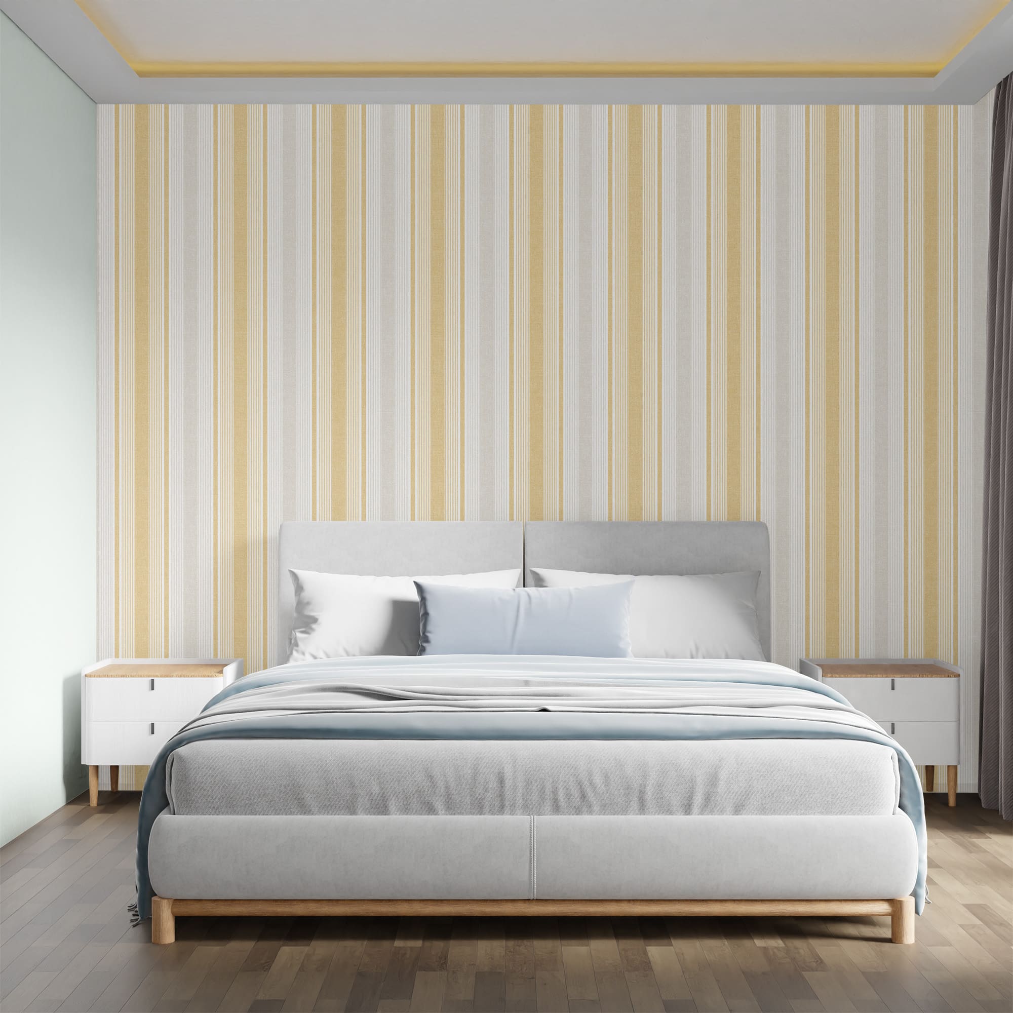 Textured Wallpaper Stripes|Traditional in Gold|Cream