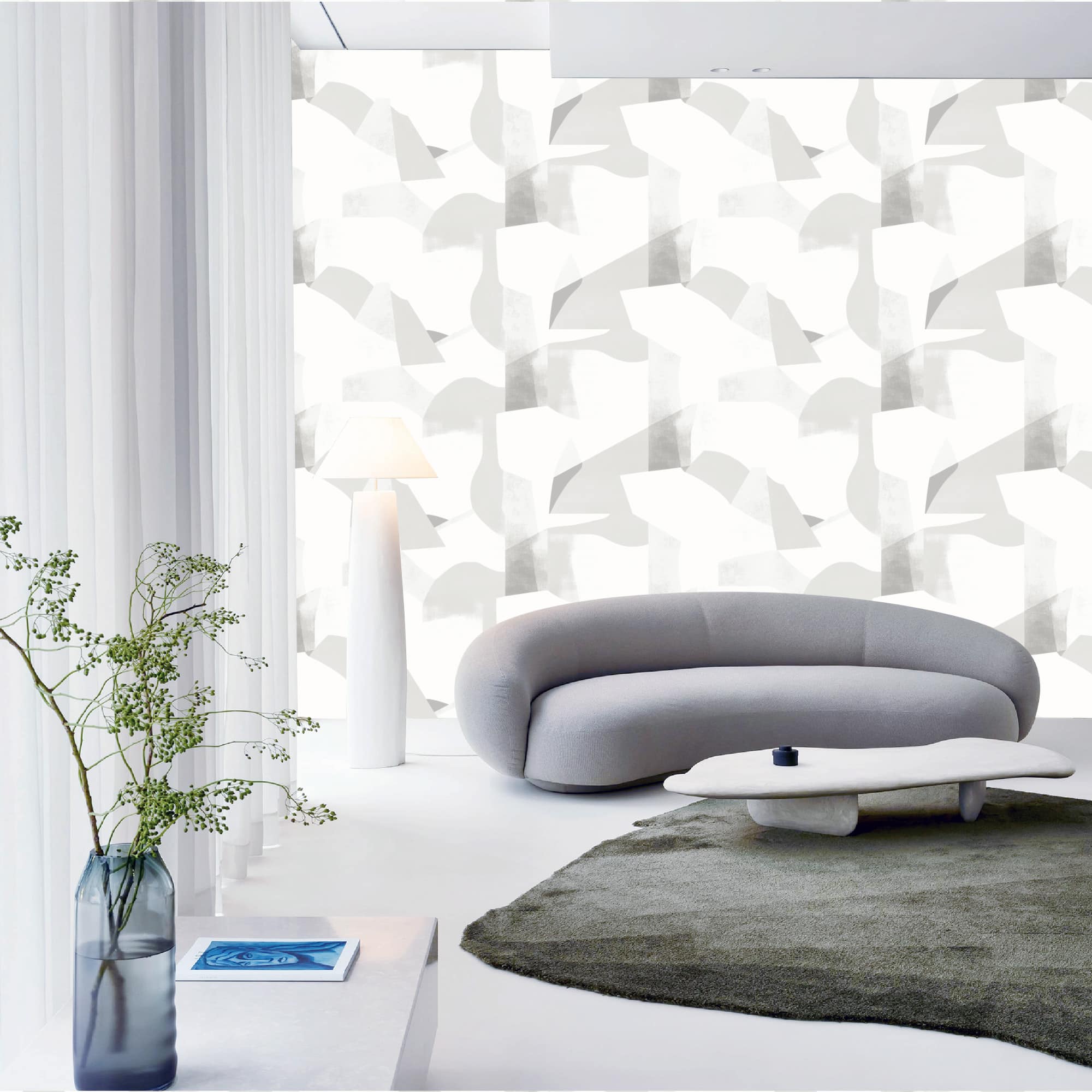 Textured Wallpaper Abstract|Grunge in White|Grey