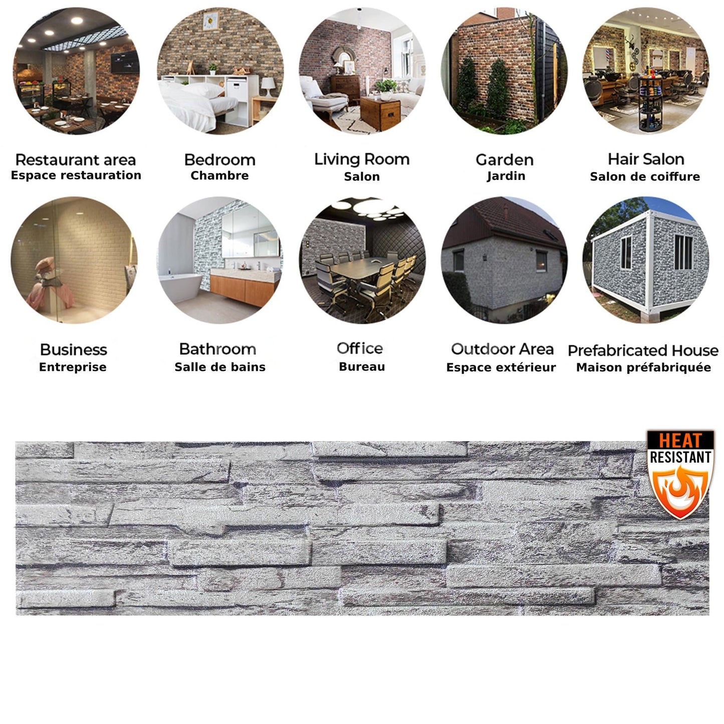 3D Wall Panels Brick Effect - Cladding, Grey Stone Look Wall Paneling, Styrofoam Facing for Living room, Kitchen, Bathroom, Balcony, Bedroom, Set of 14, Covers 36.4 sq ft
