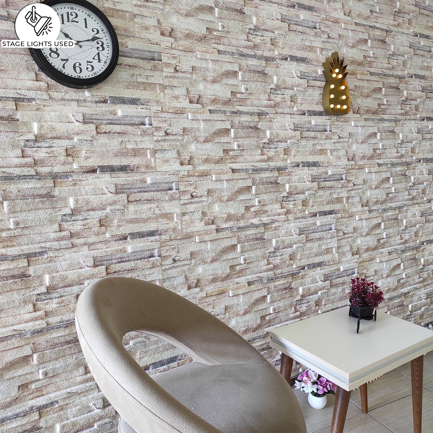3D Wall Panels Brick Effect - Cladding, Beige Pink Brown Stone Look Wa