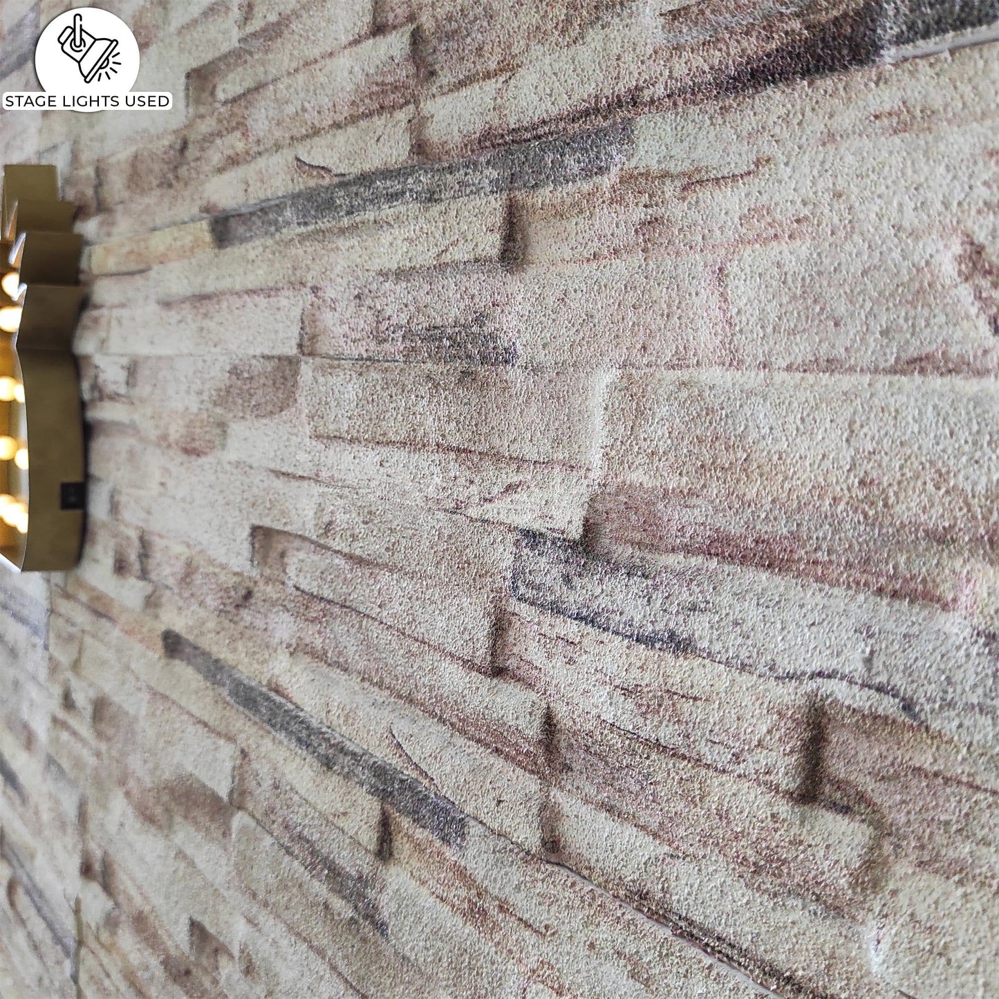 3D Wall Panels Brick Effect - Cladding, Beige Pink Brown Stone Look Wall Paneling, Styrofoam Facing for Living room, Kitchen, Bathroom, Balcony, Bedroom, Set of 14, Covers 36.4 sq ft