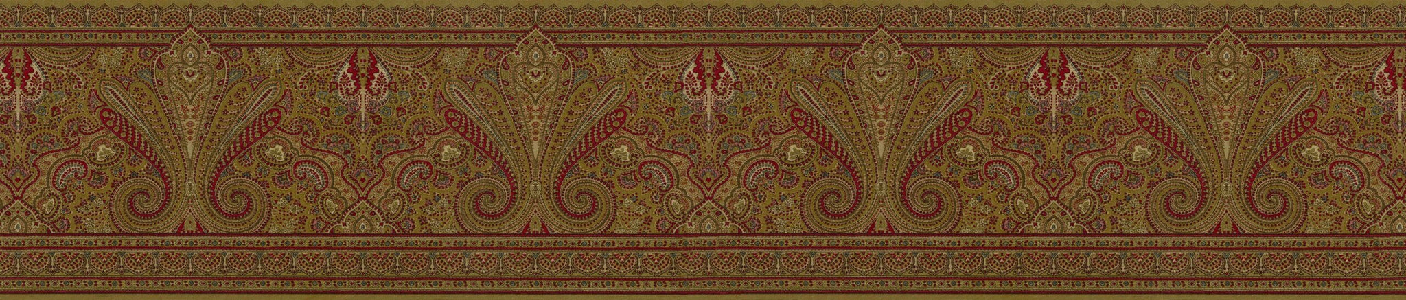 Prepasted Wallpaper Border - Abstract Burgundy, Olive Paisley Wall Border Retro Design, 15 ft x 9 in (4.57m x 22.86cm)