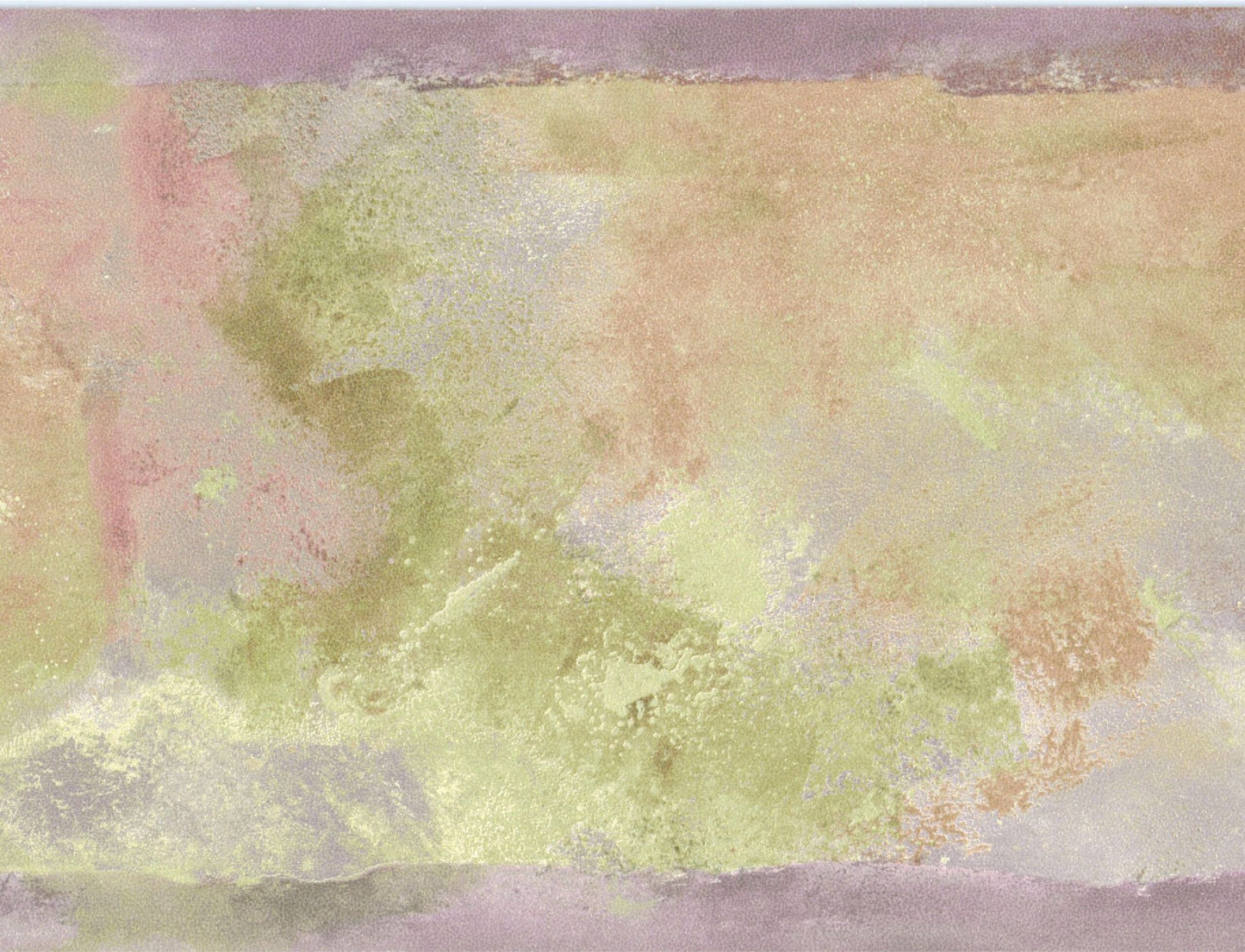 Prepasted Wallpaper Border - Abstract Pink, Purple, Beige, Green Brush Strokes Wall Border Retro Design, 15 ft x 6.89 in (4.57m x 17.5cm)