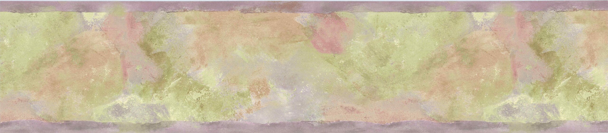 Prepasted Wallpaper Border - Abstract Pink, Purple, Beige, Green Brush Strokes Wall Border Retro Design, 15 ft x 6.89 in (4.57m x 17.5cm)
