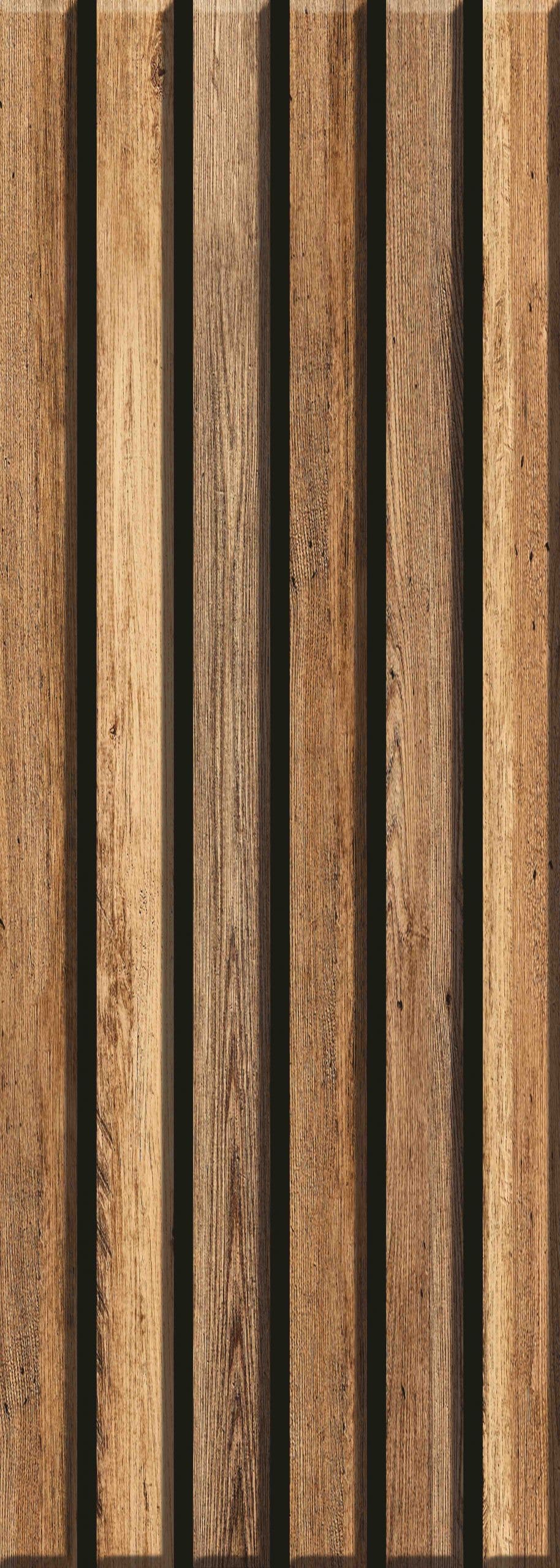 Dundee Deco Slat Wall Panels - Faux Wood Styrofoam Wall Paneling for Interior and Exterior Walls - Extra Long Fluted Acoustic Wall Panels,  Modern Wood Slats for Accent Walls - Warm Tan, 106 in x 10 in, Pack of 3, Total Coverage 22 sq ft