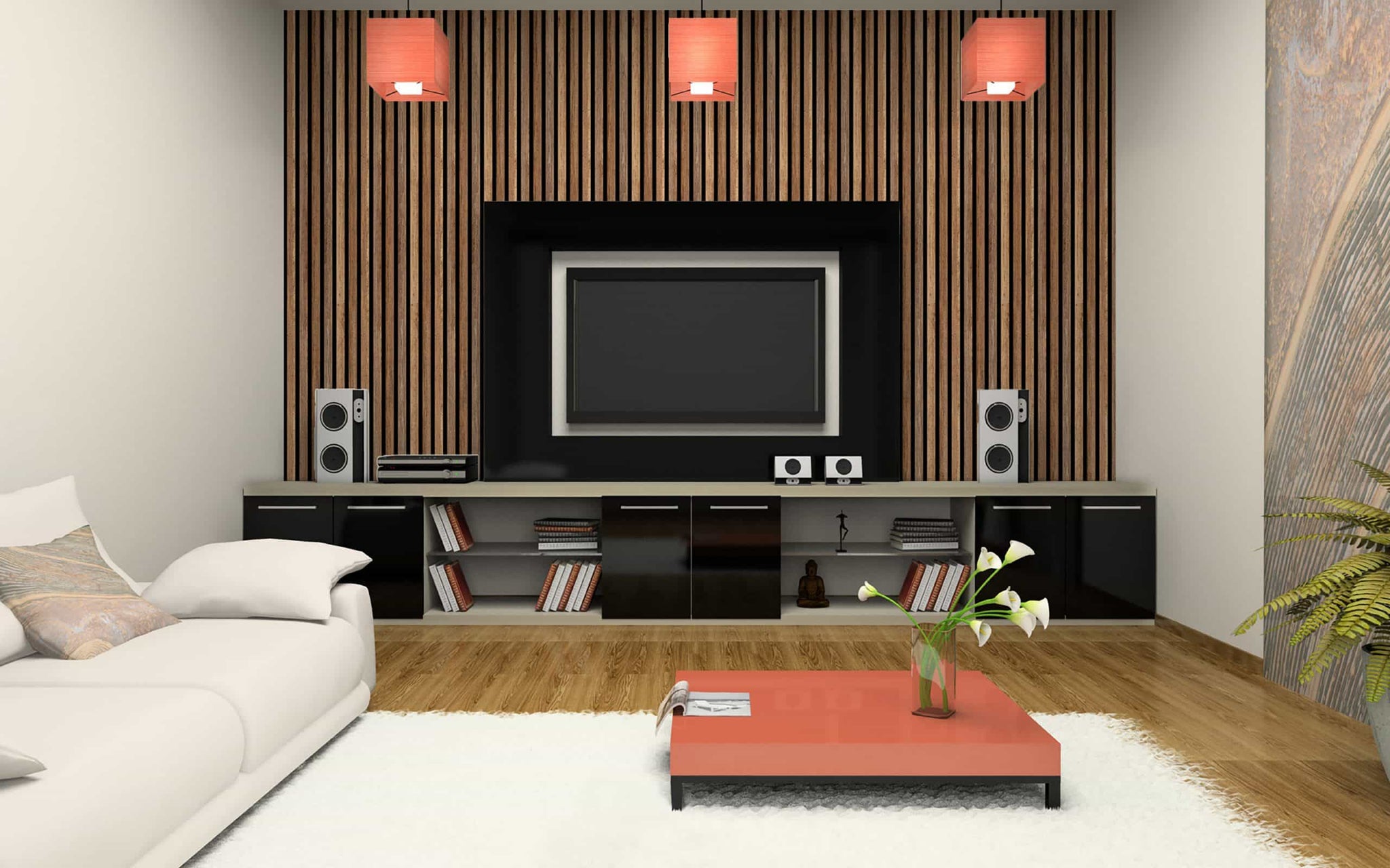 Dundee Deco Slat Wall Panels - Faux Wood Styrofoam Wall Paneling for Interior and Exterior Walls - Extra Long Fluted Acoustic Wall Panels,  Modern Wood Slats for Accent Walls - Warm Tan, 106 in x 10 in, Pack of 3, Total Coverage 22 sq ft