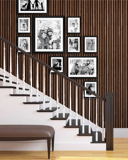 Dundee Deco Slat Wall Panels - Faux Wood Styrofoam Wall Paneling for Interior and Exterior Walls - Extra Long Fluted Acoustic Wall Panels,  Modern Wood Slats for Accent Walls - Warm Tan, 106 in x 10 in, Pack of 3, Total Coverage 22 sq ft