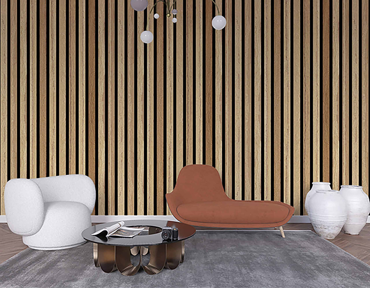 Dundee Deco Slat Wall Panels - Faux Wood Styrofoam Wall Paneling for Interior and Exterior Walls - Extra Long Fluted Acoustic Wall Panels,  Modern Wood Slats for Accent Walls - Caramel, 106 in x 10 in, Pack of 3, Total Coverage 22 sq ft