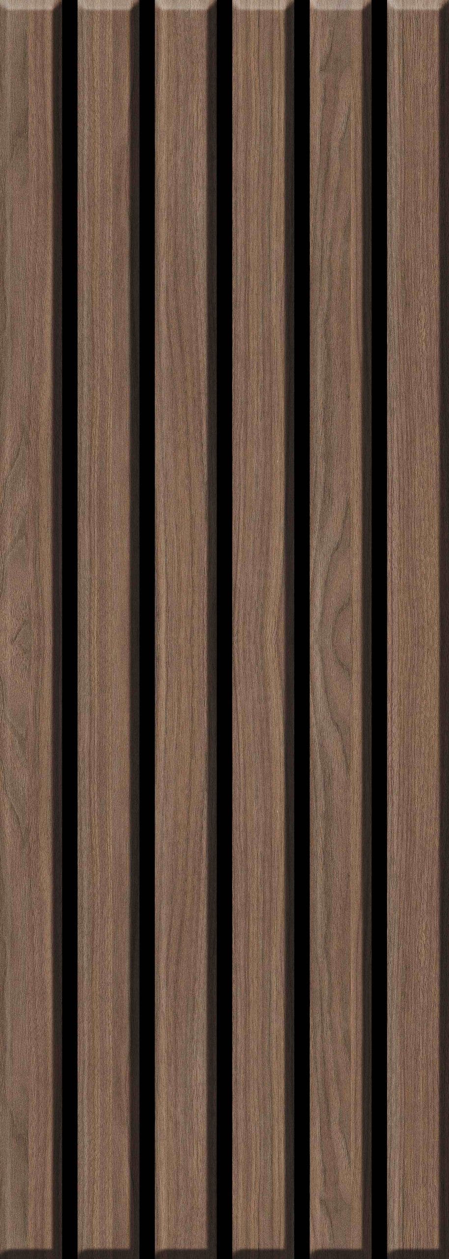 Dundee Deco Slat Wall Panels - Faux Wood Styrofoam Wall Paneling for Interior and Exterior Walls - Extra Long Fluted Acoustic Wall Panels,  Modern Wood Slats for Accent Walls - Walnut Brown, 106 in x 10 in, Pack of 3, Total Coverage 22 sq ft