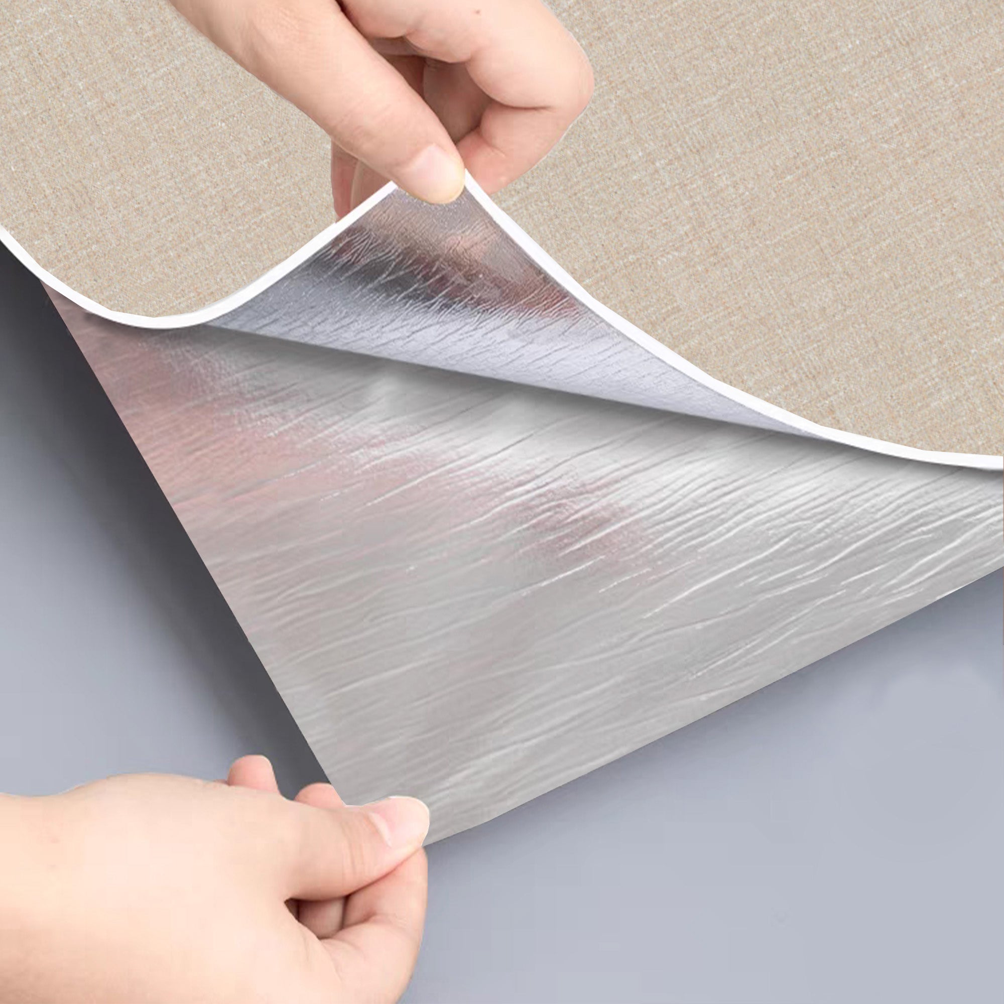 Peel & Stick Fabric Textured Wallpaper Roll - 3D Foam Decorative Wall Finishing - Pale Beige