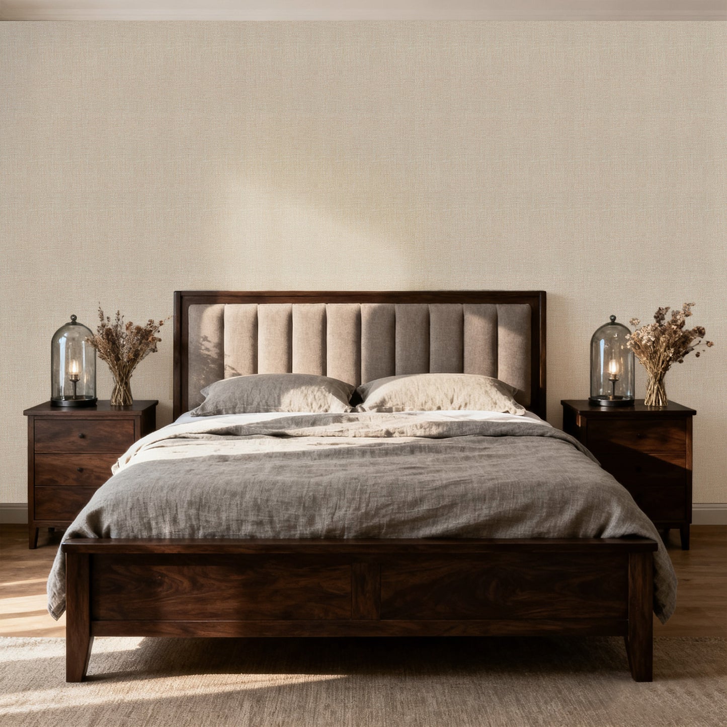 Peel & Stick Fabric Textured Wallpaper Roll - 3D Foam Decorative Wall Finishing - Pale Beige