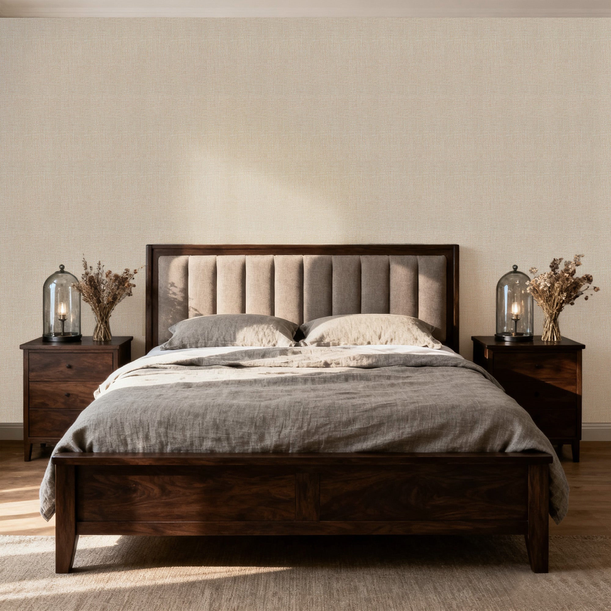 Peel & Stick Fabric Textured Wallpaper Roll - 3D Foam Decorative Wall Finishing - Pale Beige