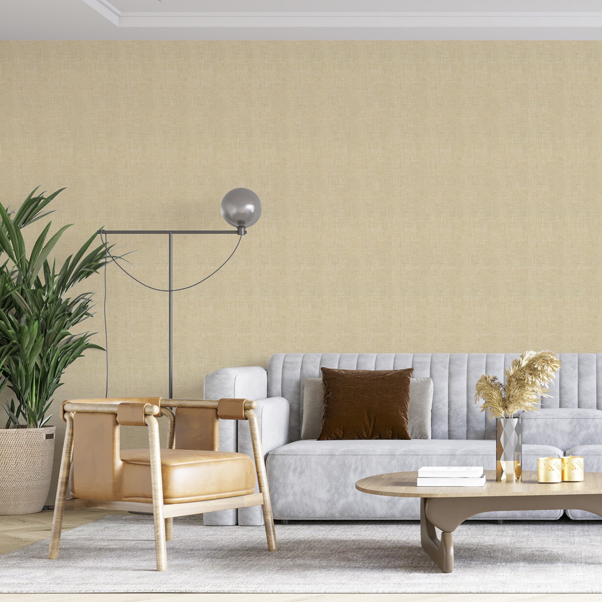 Peel & Stick Fabric Textured Wallpaper Roll - 3D Foam Decorative Wall Finishing - Warm Beige