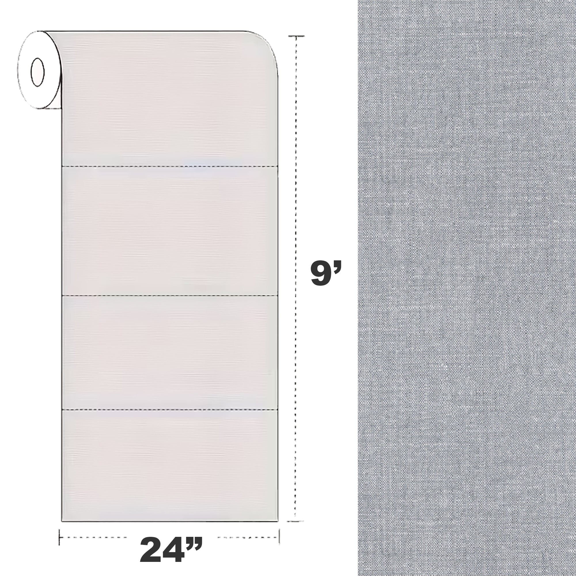 Peel & Stick Fabric Textured Wallpaper Roll - 3D Foam Decorative Wall Finishing - Grey