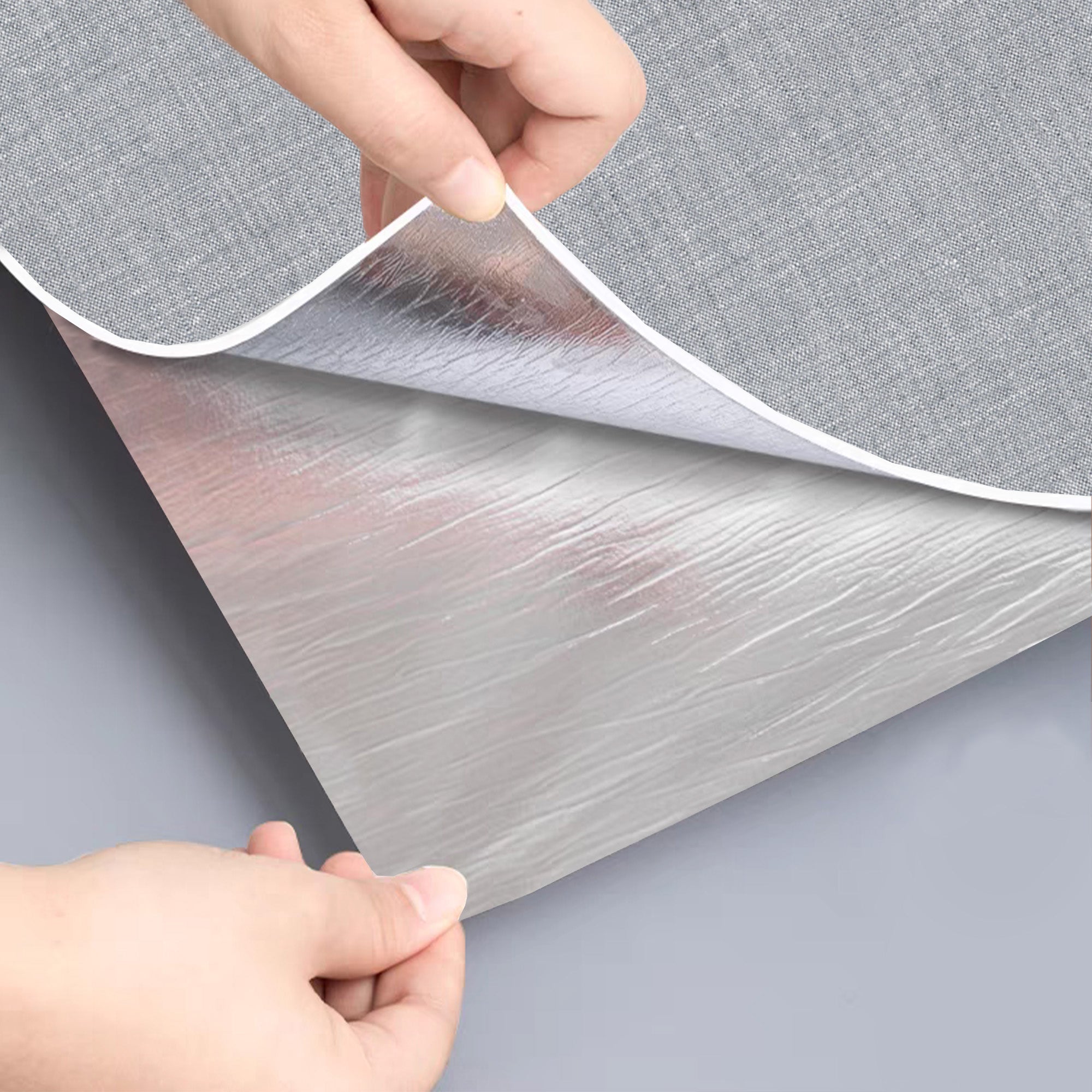 Peel & Stick Fabric Textured Wallpaper Roll - 3D Foam Decorative Wall Finishing - Grey