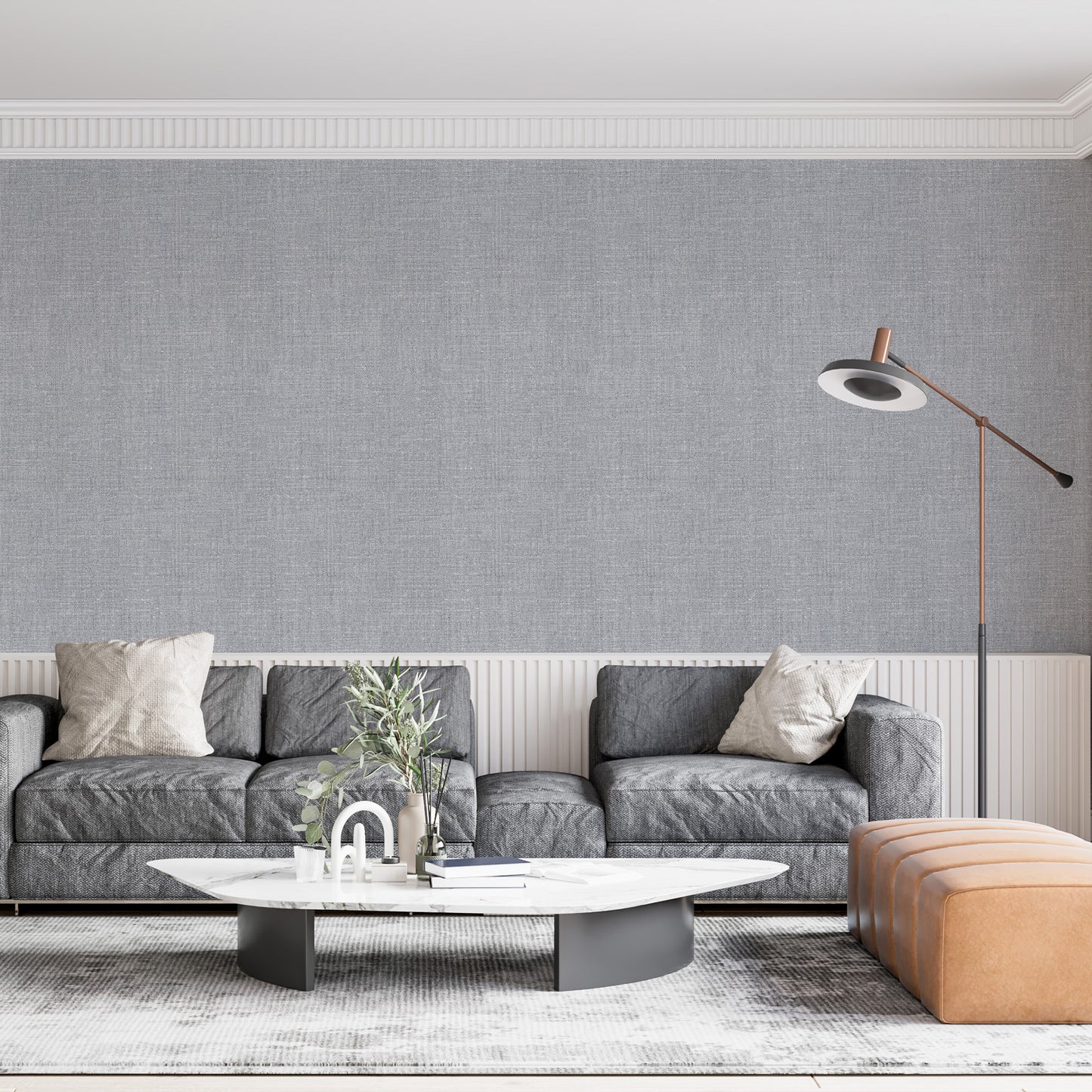 Peel & Stick Fabric Textured Wallpaper Roll - 3D Foam Decorative Wall Finishing - Grey