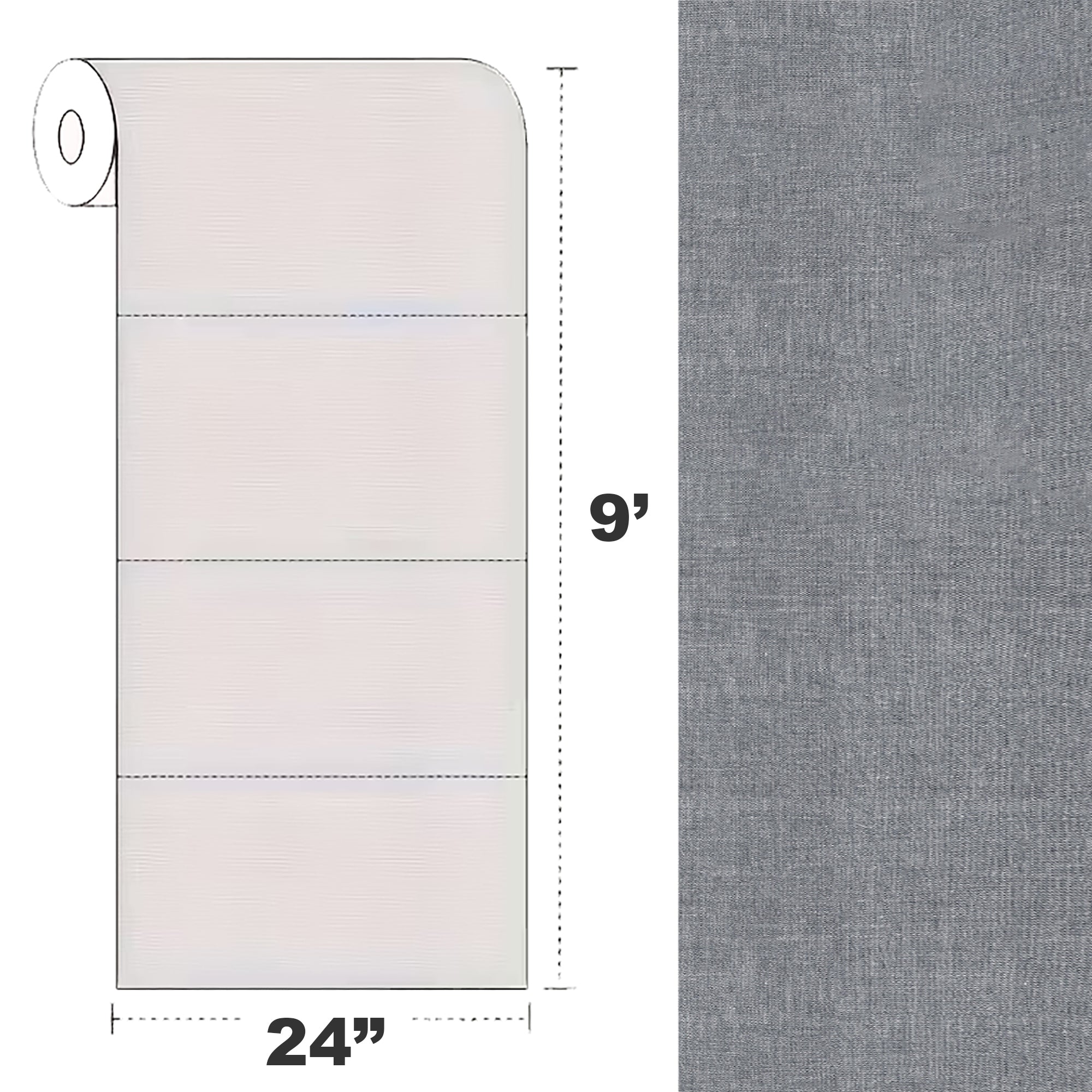 Peel & Stick Fabric Textured Wallpaper Roll - 3D Foam Decorative Wall Finishing - Charcoal Grey