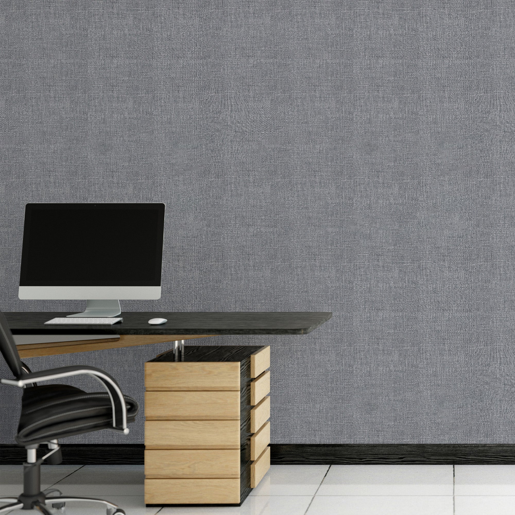 Peel & Stick Fabric Textured Wallpaper Roll - 3D Foam Decorative Wall Finishing - Charcoal Grey