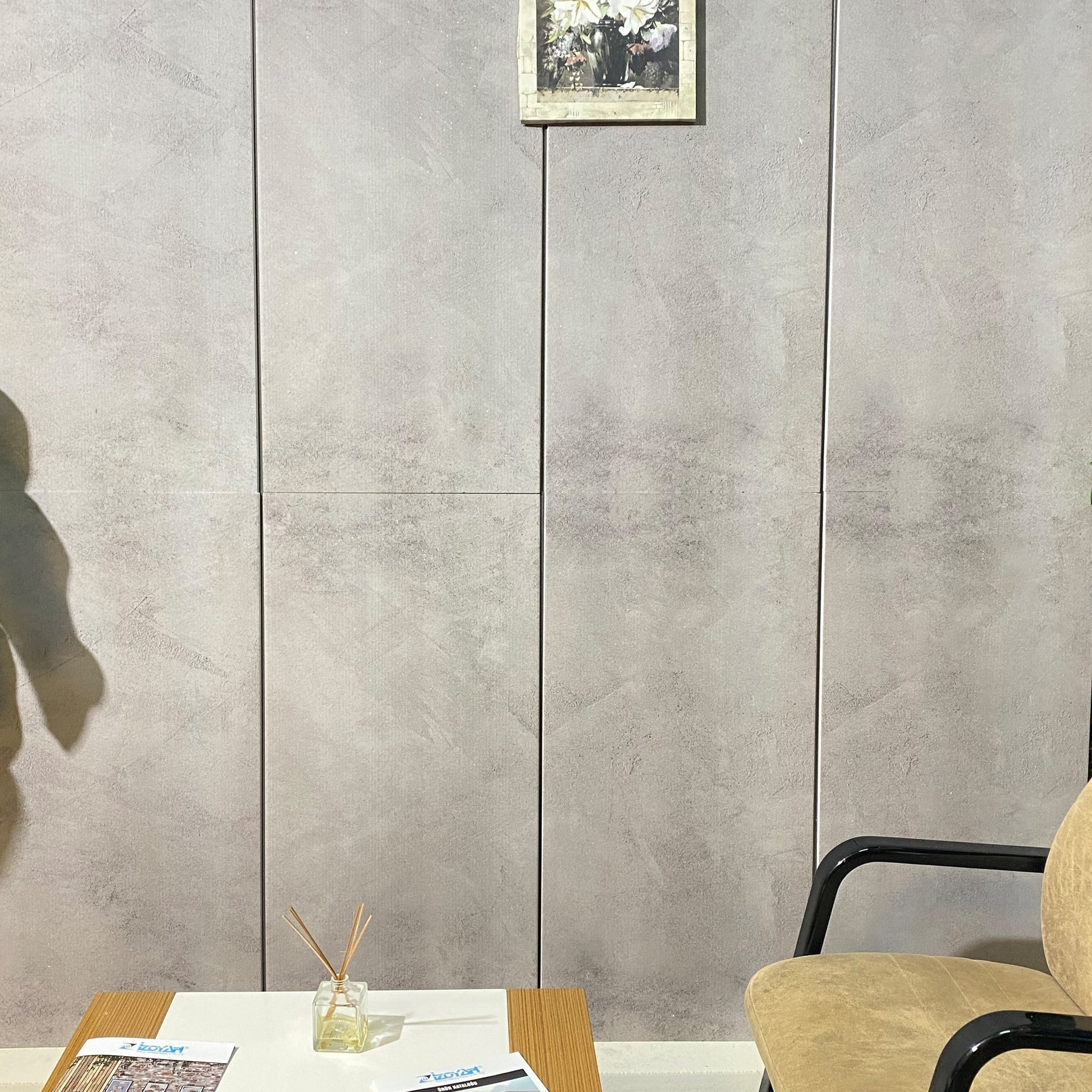 Outlet Beige Grey Cement Look Wall Paneling, Styrofoam Facing, Single Panel, Covers 5.4 sq ft