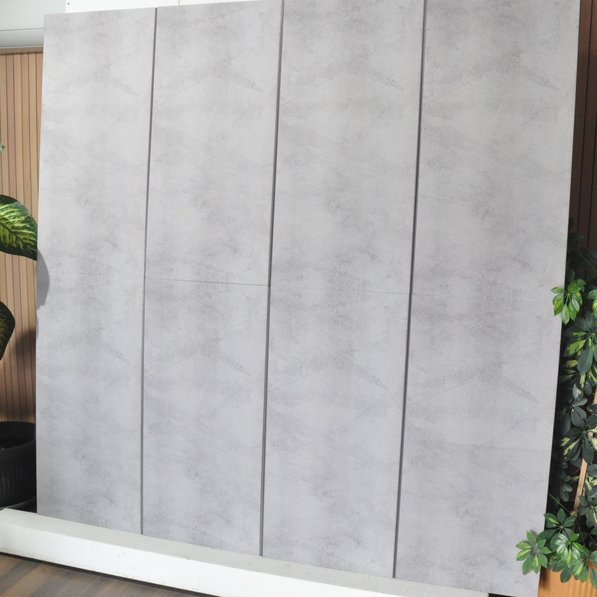 Outlet Beige Grey Cement Look Wall Paneling, Styrofoam Facing, Single Panel, Covers 5.4 sq ft