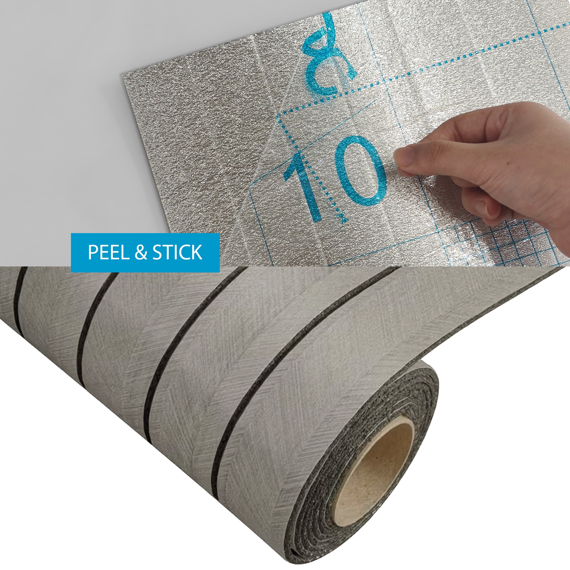 Peel & Stick Slat Textured Wallpaper Roll - Wood Grain Foam Decorative Wall Finishing - Grey