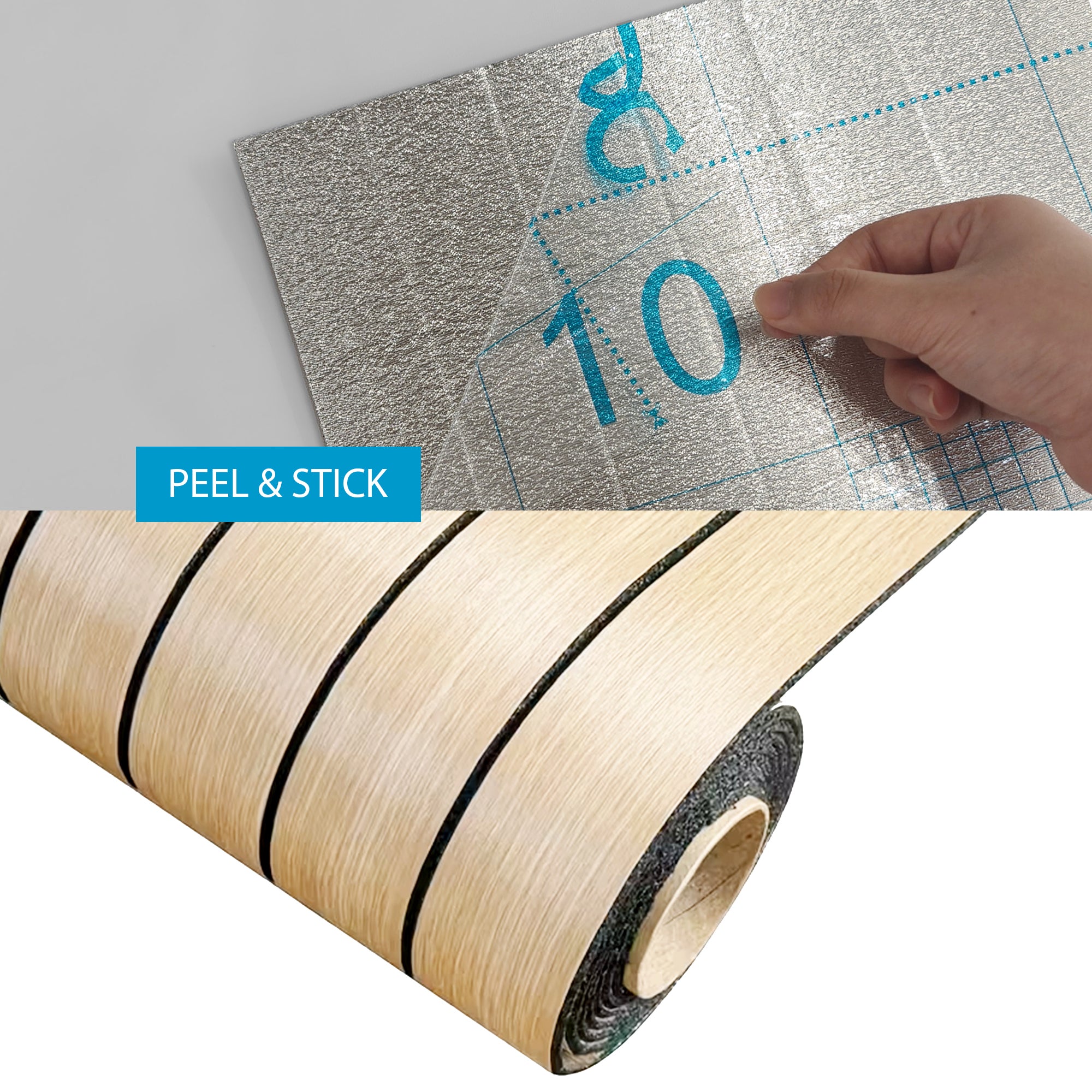 Peel & Stick Slat Textured Wallpaper Roll - Wood Grain Foam Decorative Wall Finishing - Beige