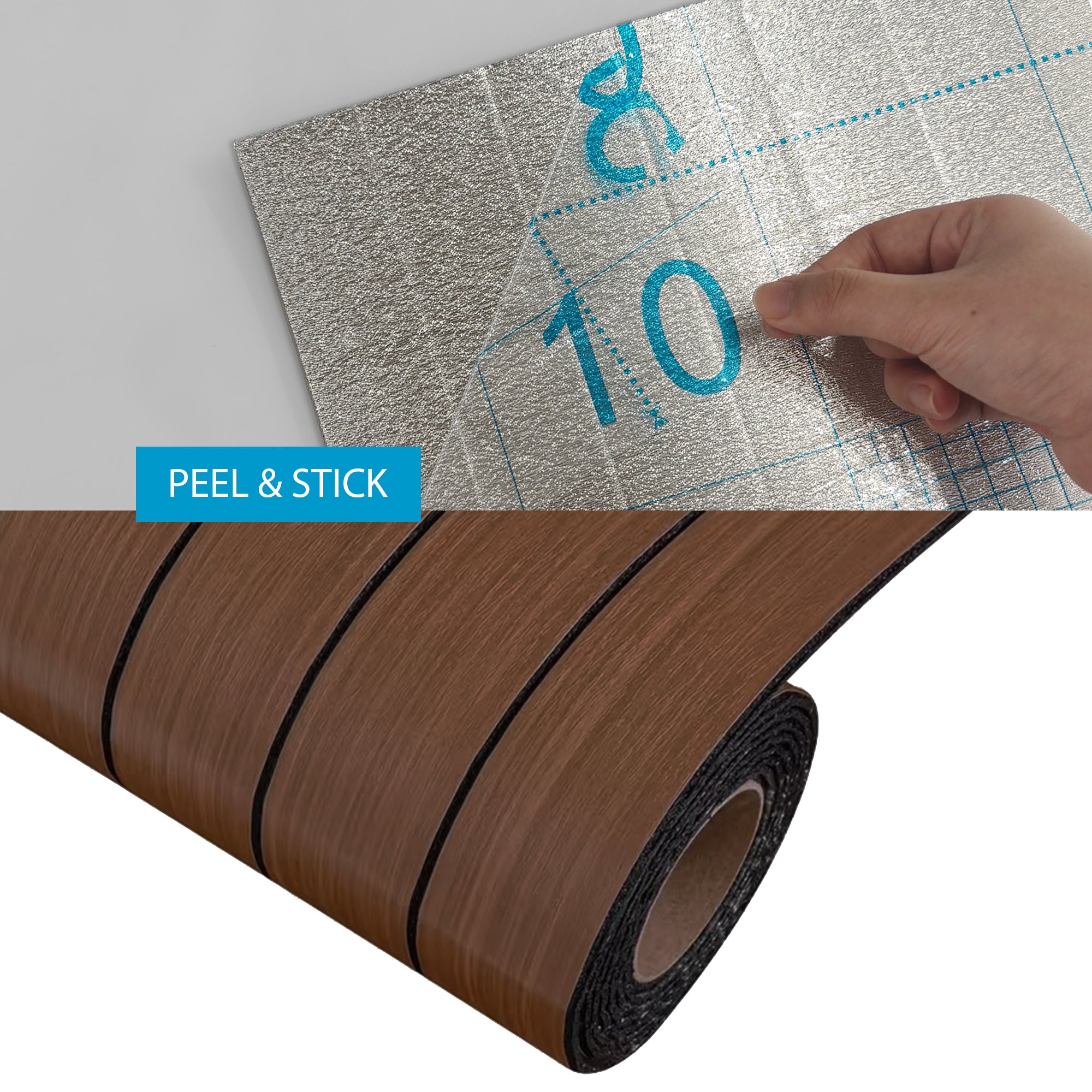 Peel & Stick Slat Textured Wallpaper Roll - Wood Grain Foam Decorative Wall Finishing - Brown