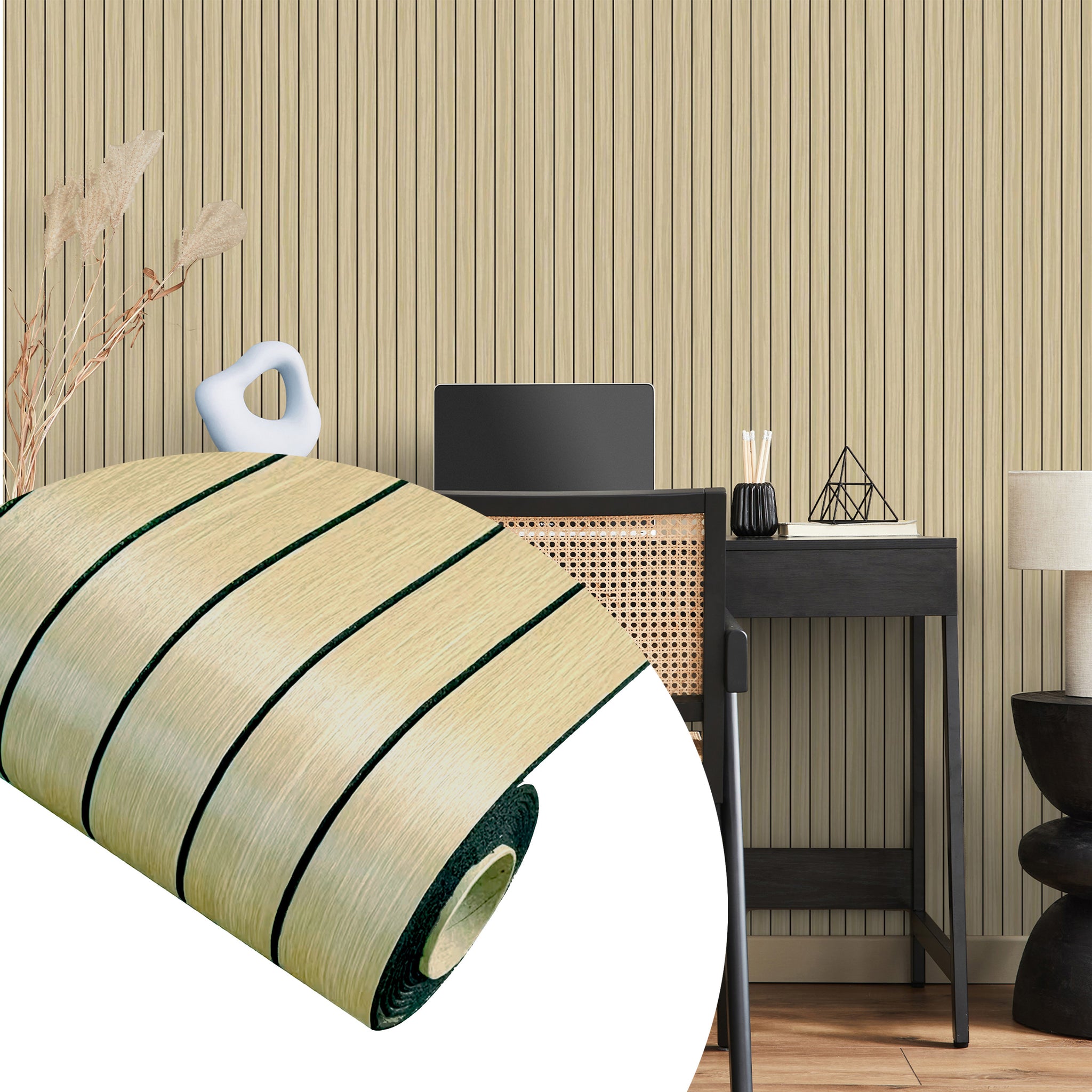 Peel & Stick Slat Textured Wallpaper Roll