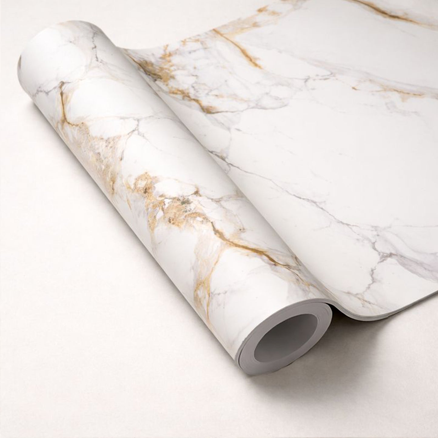 Peel & Stick Marble Wallpaper Roll - Self-Adhesive Glossy Waterproof Foam Decorative Wall Finishing - White, Grey Gold Veins