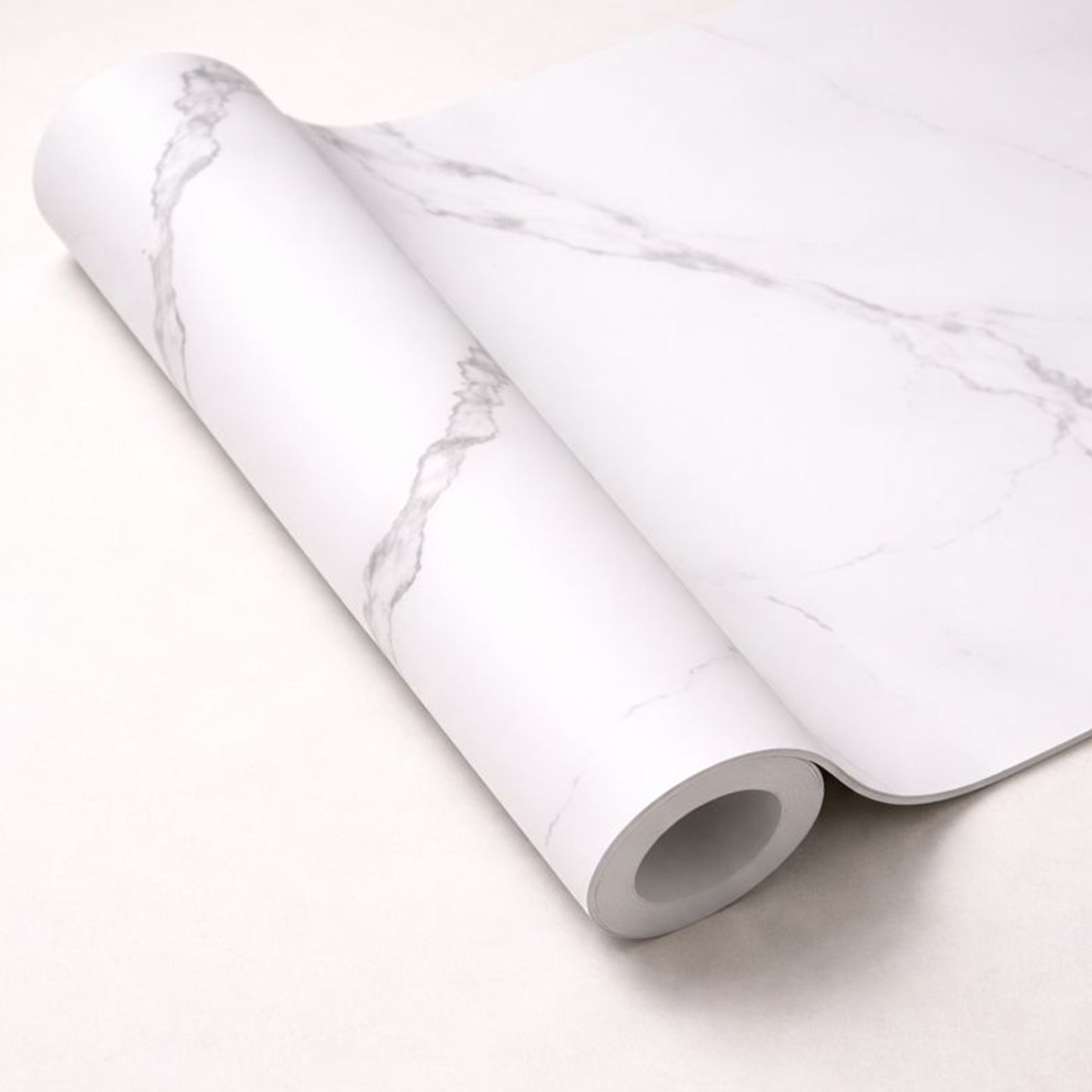 Peel & Stick Marble Wallpaper Roll - Self-Adhesive Glossy Waterproof Foam Decorative Wall Finishing - White, Dark Grey Veins