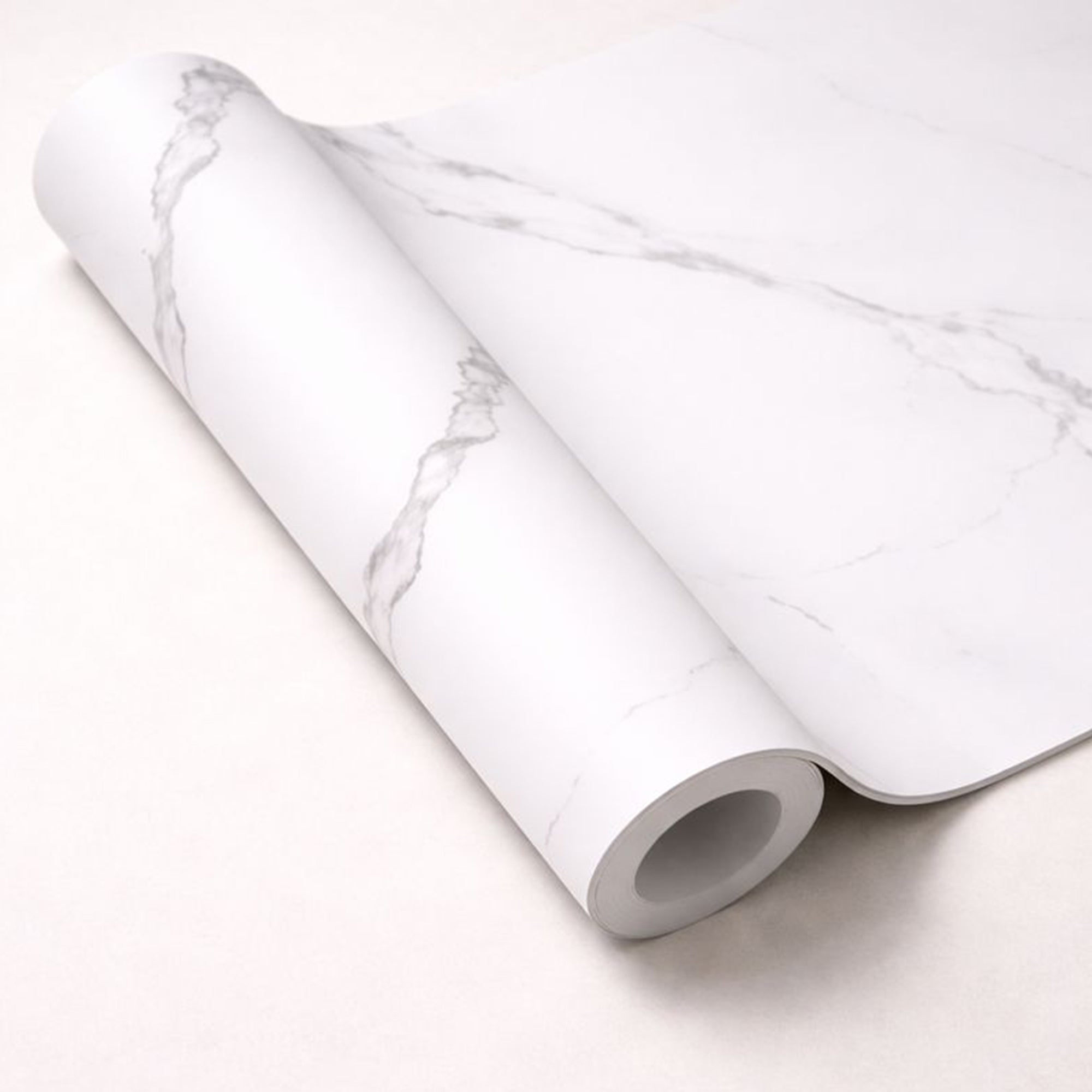 Peel & Stick Marble Wallpaper Roll - Self-Adhesive Glossy Waterproof Foam Decorative Wall Finishing - White, Dark Grey Veins