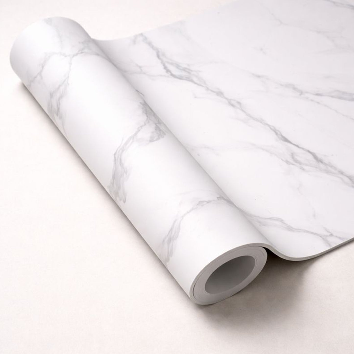 Peel & Stick Marble Wallpaper Roll - Self-Adhesive Glossy Waterproof Foam Decorative Wall Finishing - White, Light Grey Veins